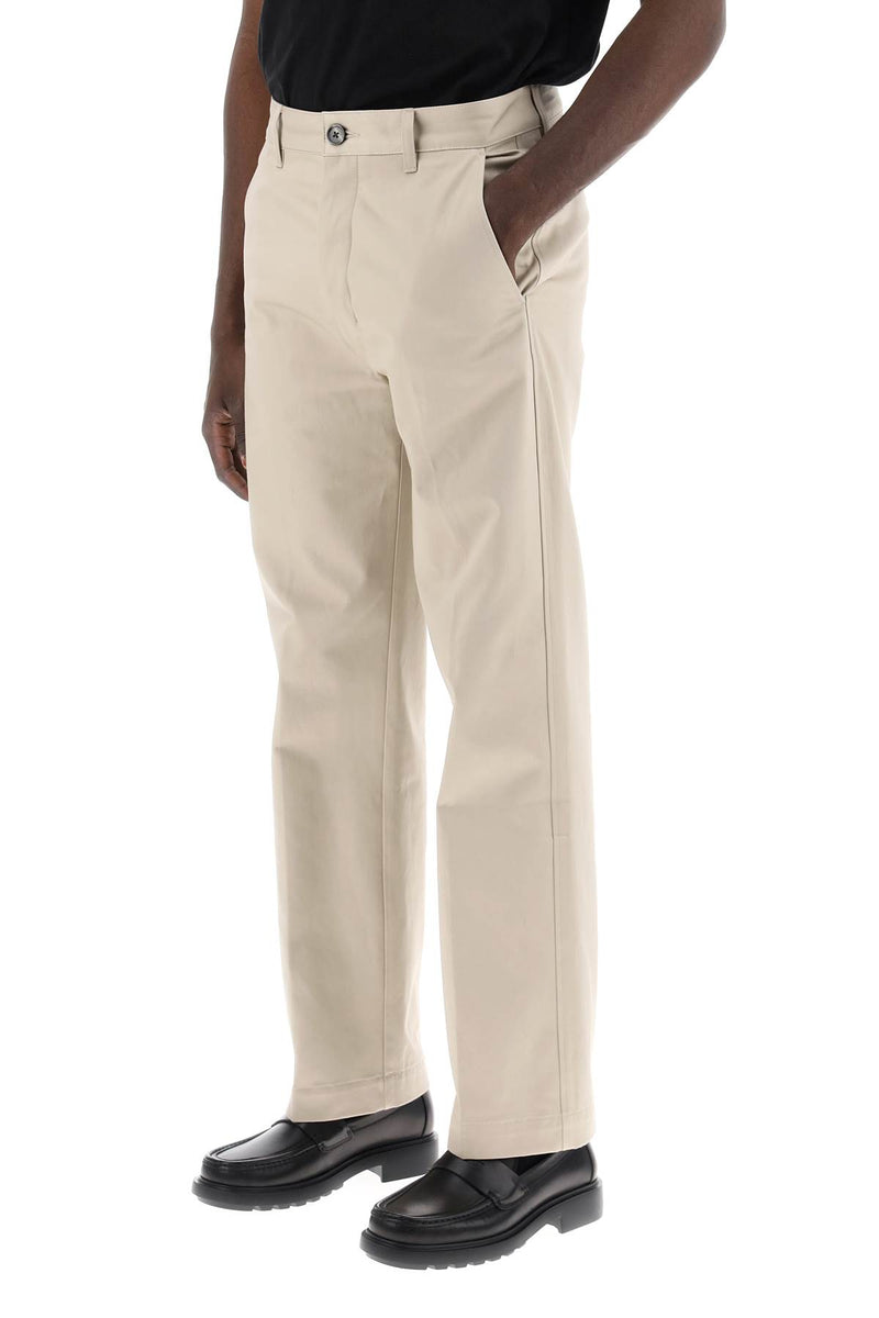 AMI Paris Cotton Satin Chino Pants In Beige