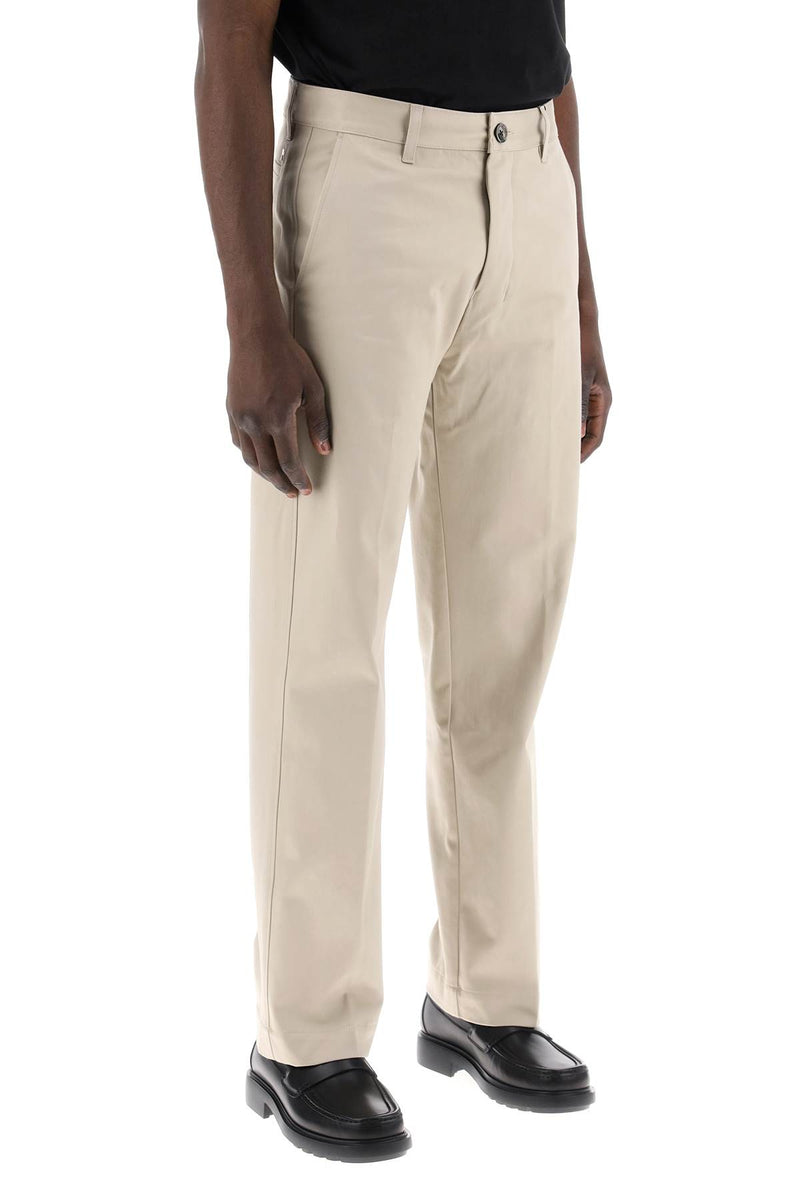 AMI Paris Cotton Satin Chino Pants In Beige