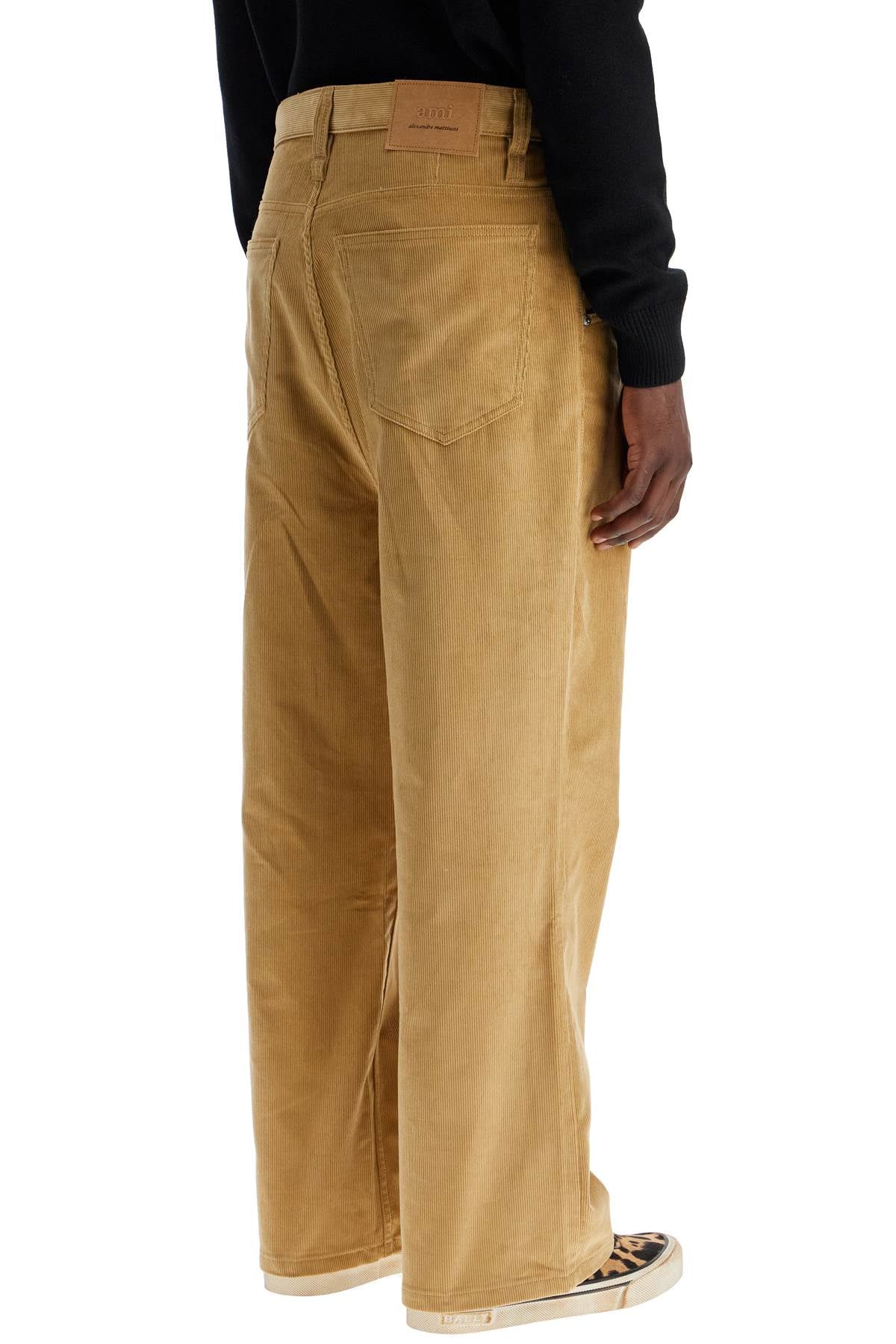 AMI Paris Baggy Corduroy Pants With Rib Beige