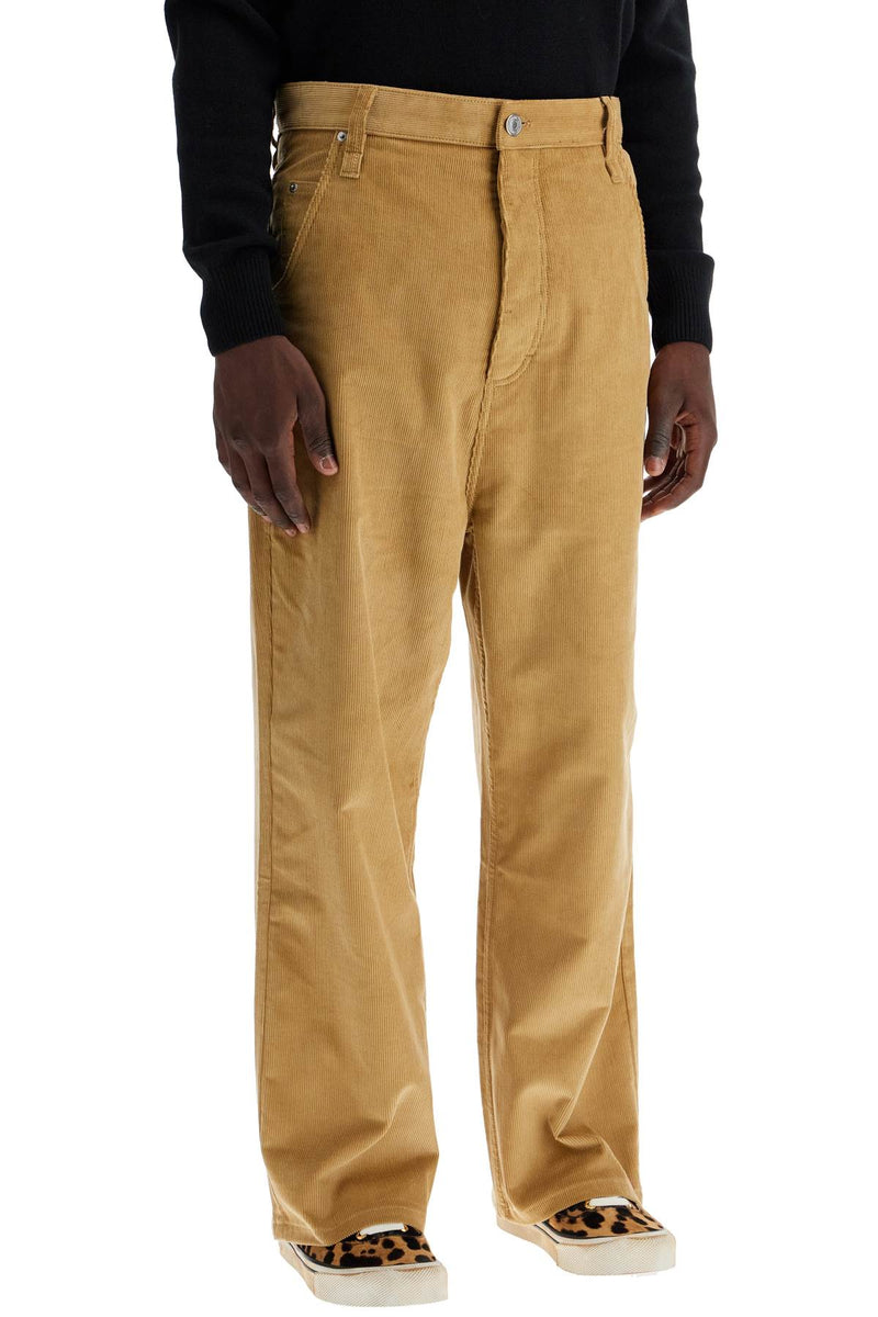 AMI Paris Baggy Corduroy Pants With Rib Beige