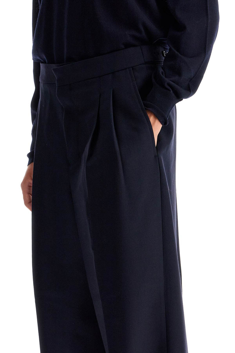 AMI Paris Large Fit Wool Gabardine Trousers Blue