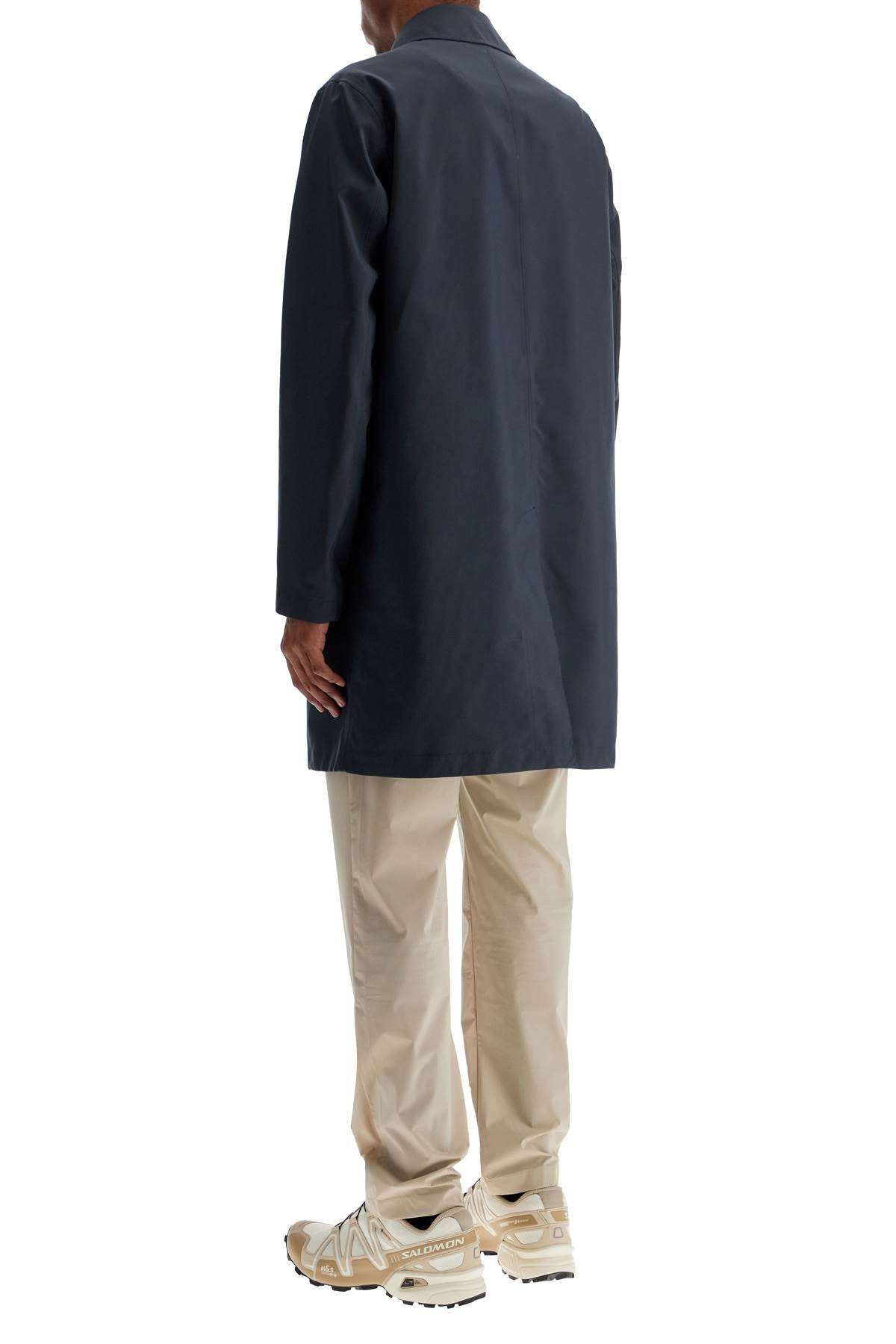 Herno Long Blue Waterproof Coat In High-Quality Polyester With Buttons