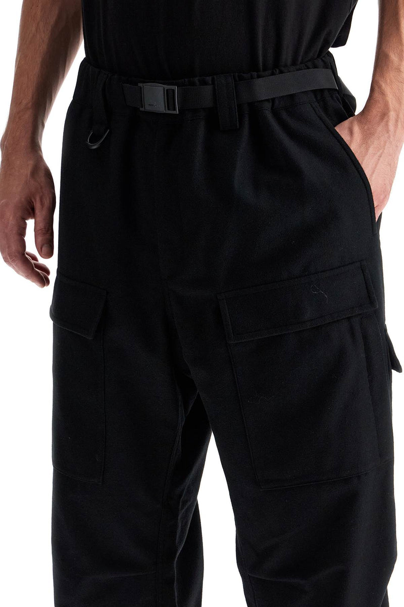 Y-3 Flannel Cargo Pants For Men Black