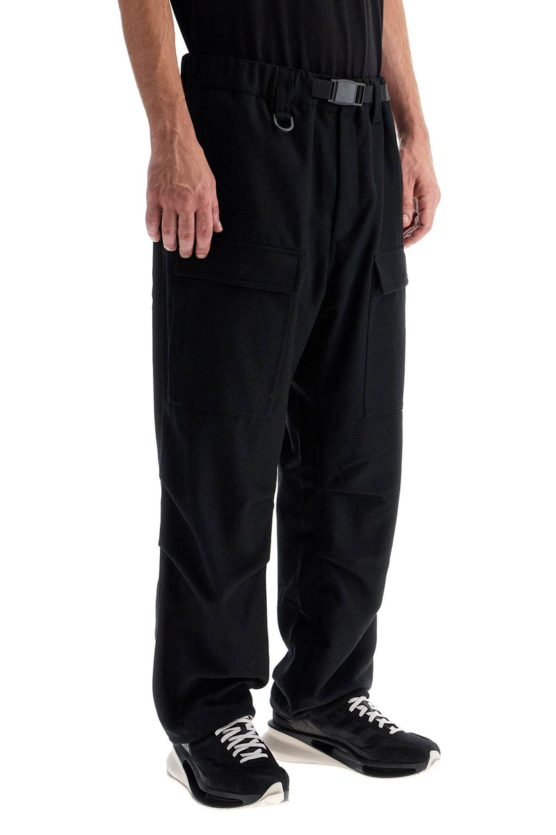 Y-3 Flannel Cargo Pants For Men Black