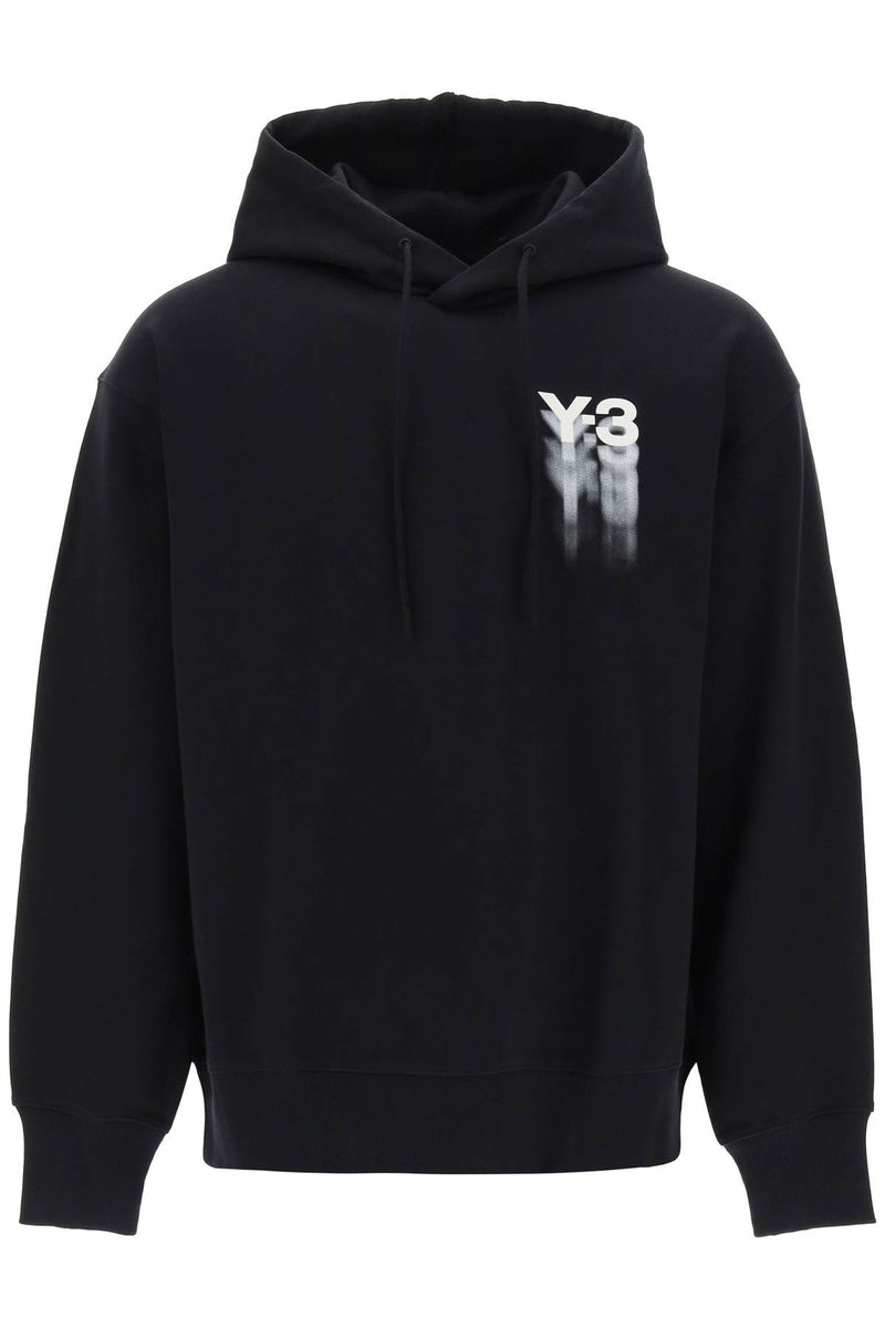 Y-3 Hoodie With Gradient Logo Print Black