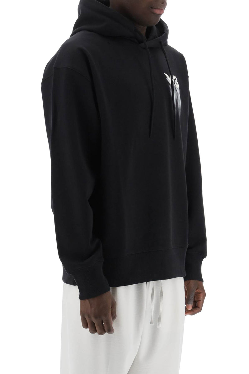 Y-3 Hoodie With Gradient Logo Print Black