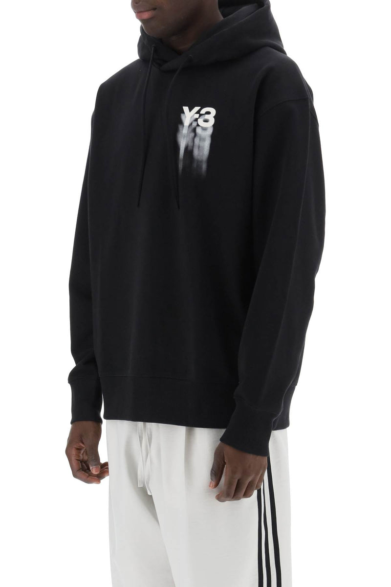 Y-3 Hoodie With Gradient Logo Print Black