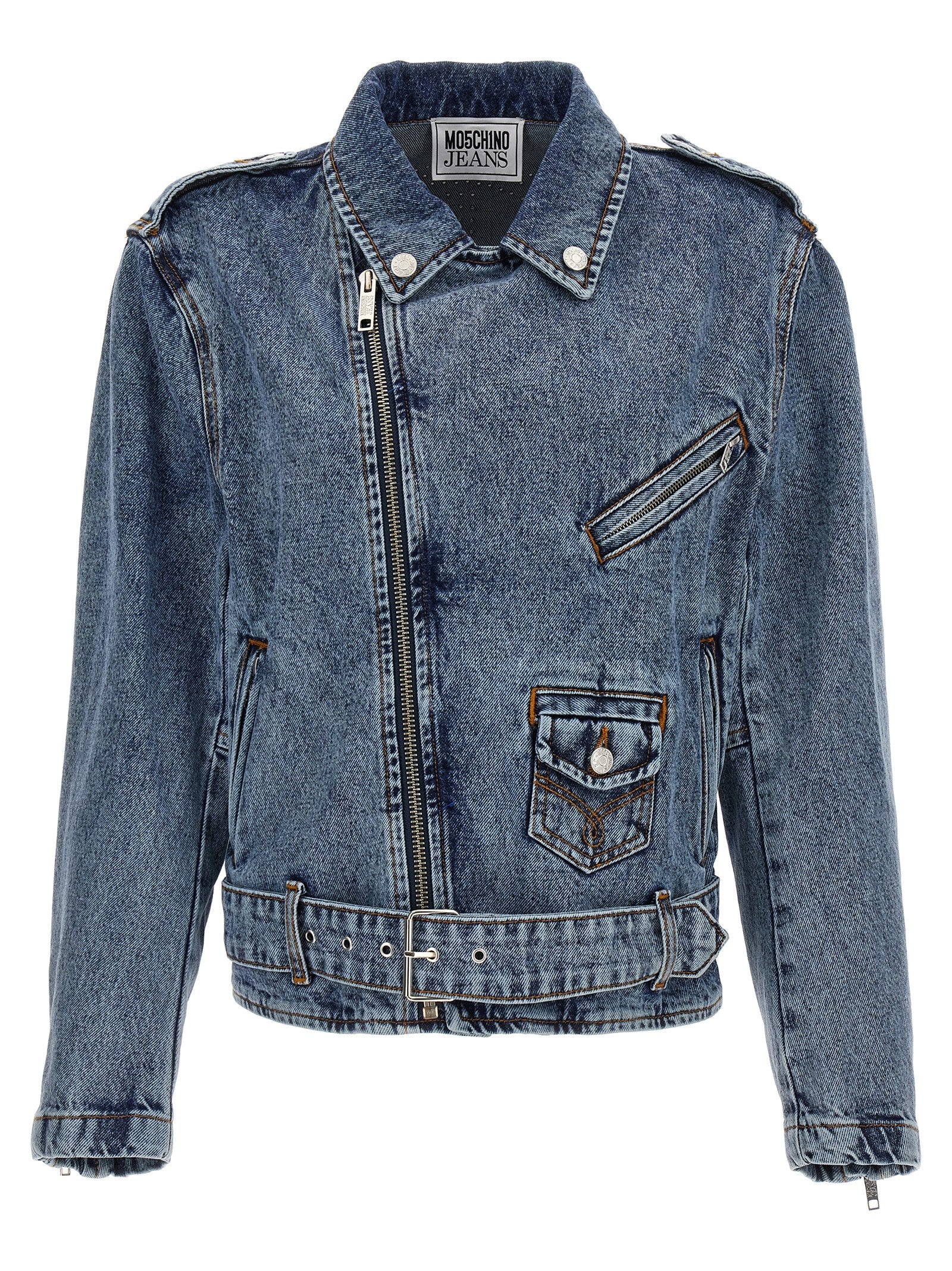 Mo5Ch1No Jeans Crystal Denim Jacket