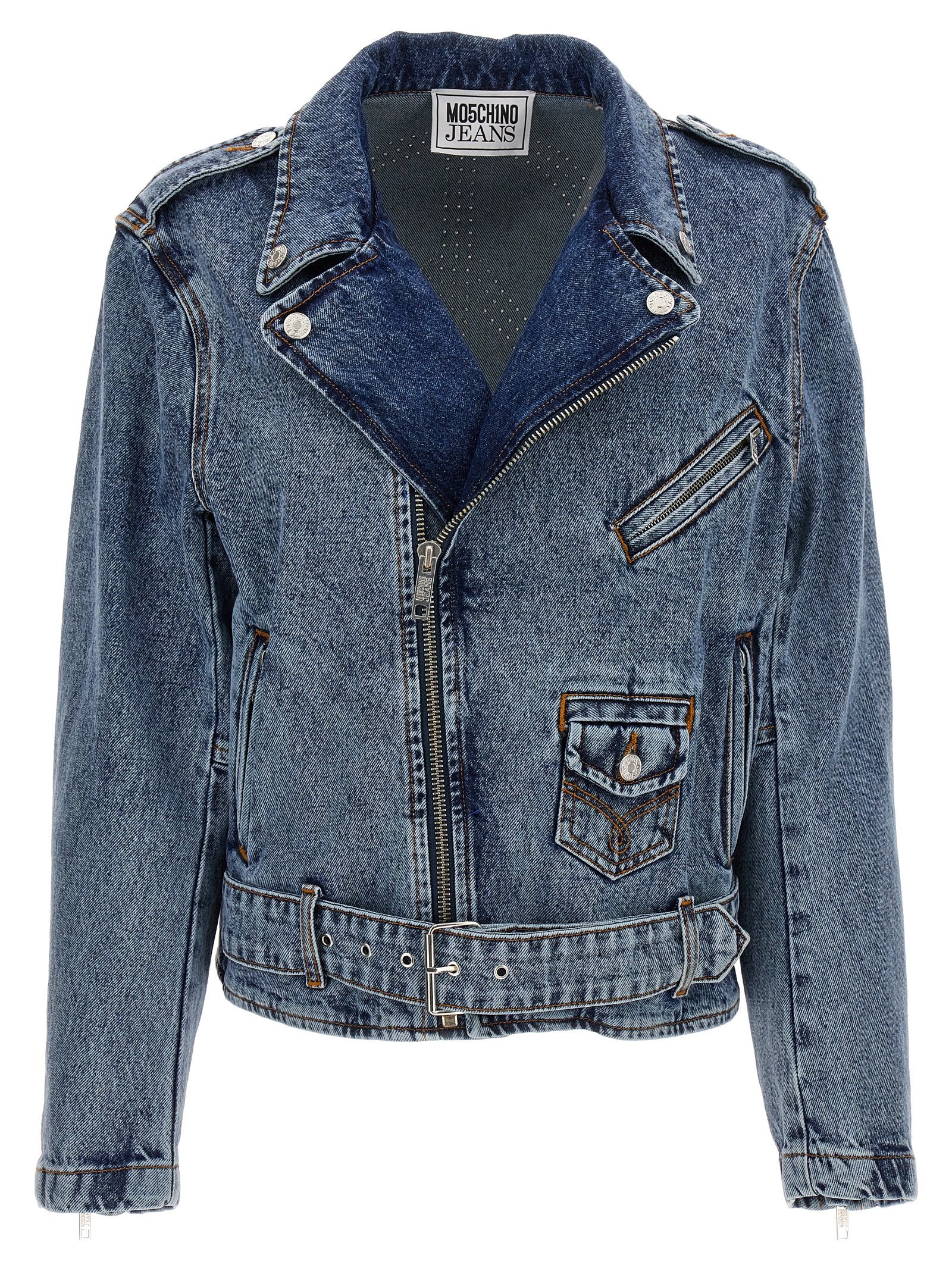 Mo5Ch1No Jeans Crystal Denim Jacket