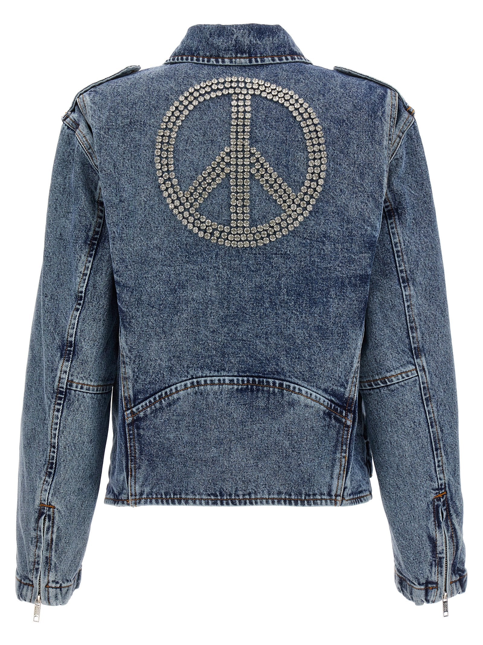 Mo5Ch1No Jeans Crystal Denim Jacket