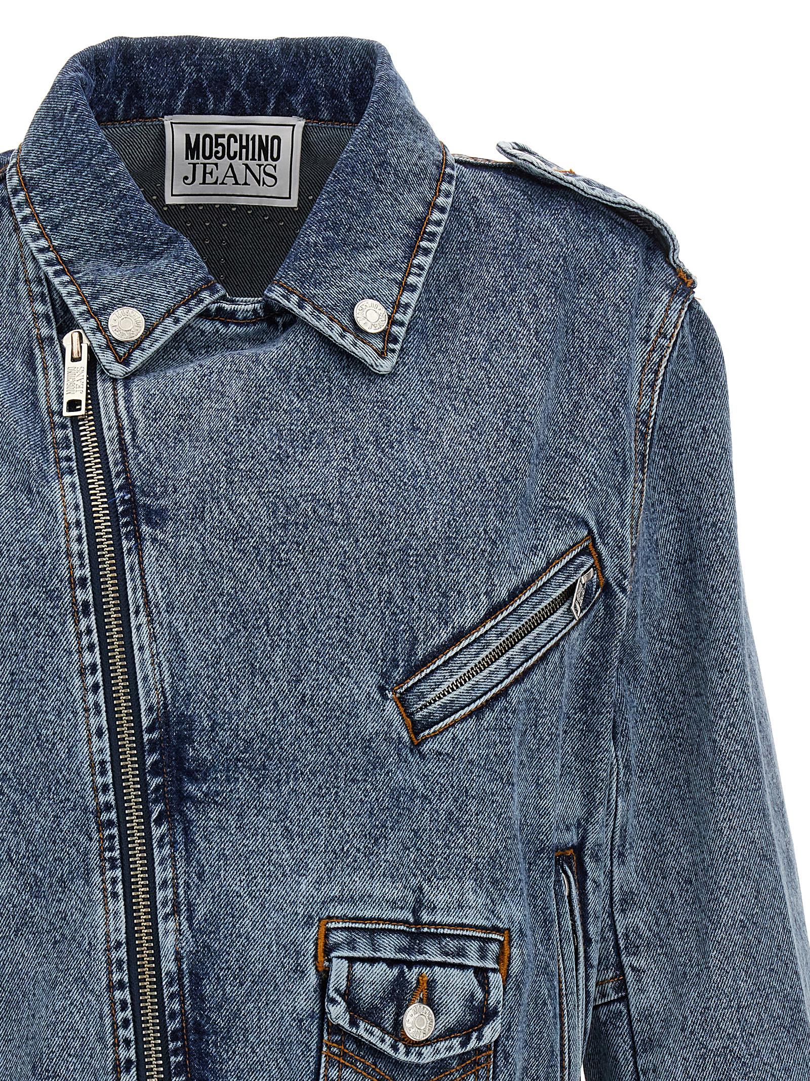 Mo5Ch1No Jeans Crystal Denim Jacket