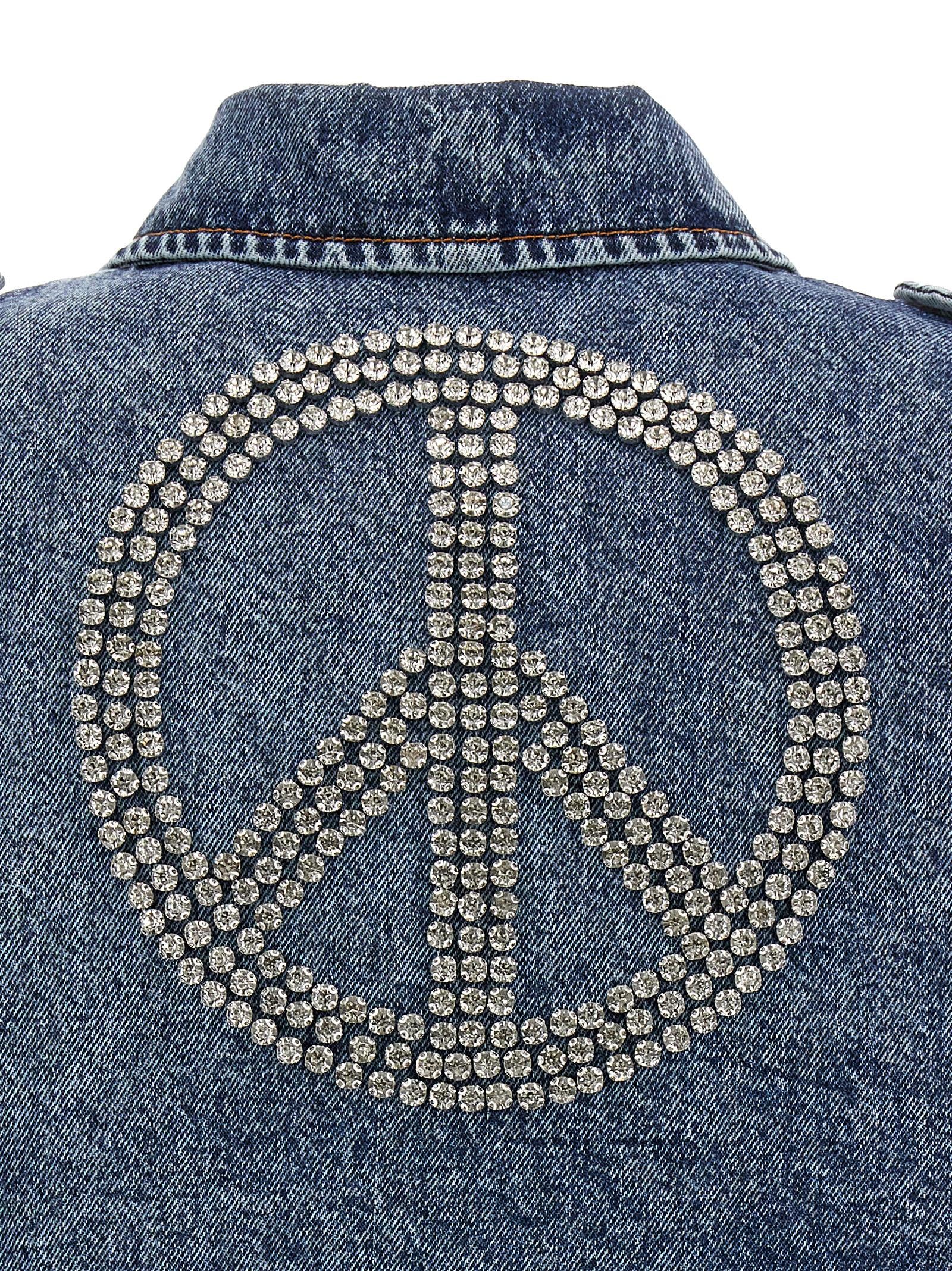 Mo5Ch1No Jeans Crystal Denim Jacket