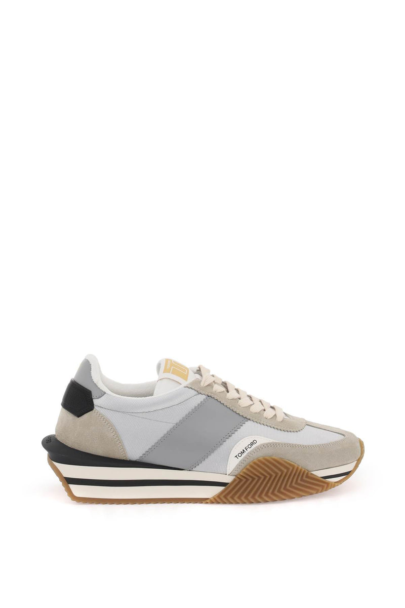 Tom Ford James Sneakers In Lycra And Suede Leather Beige