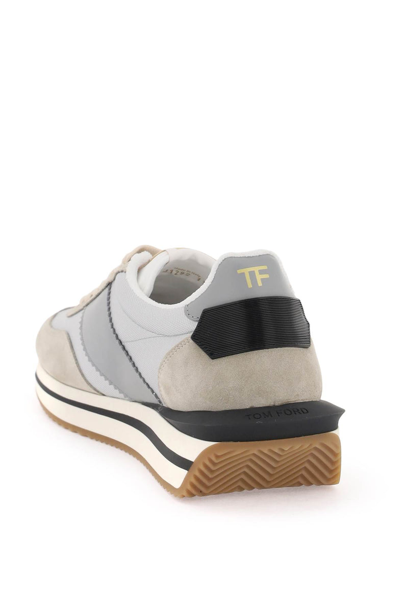 Tom Ford James Sneakers In Lycra And Suede Leather Beige