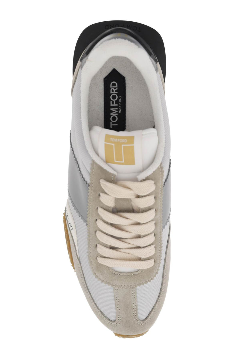 Tom Ford James Sneakers In Lycra And Suede Leather Beige