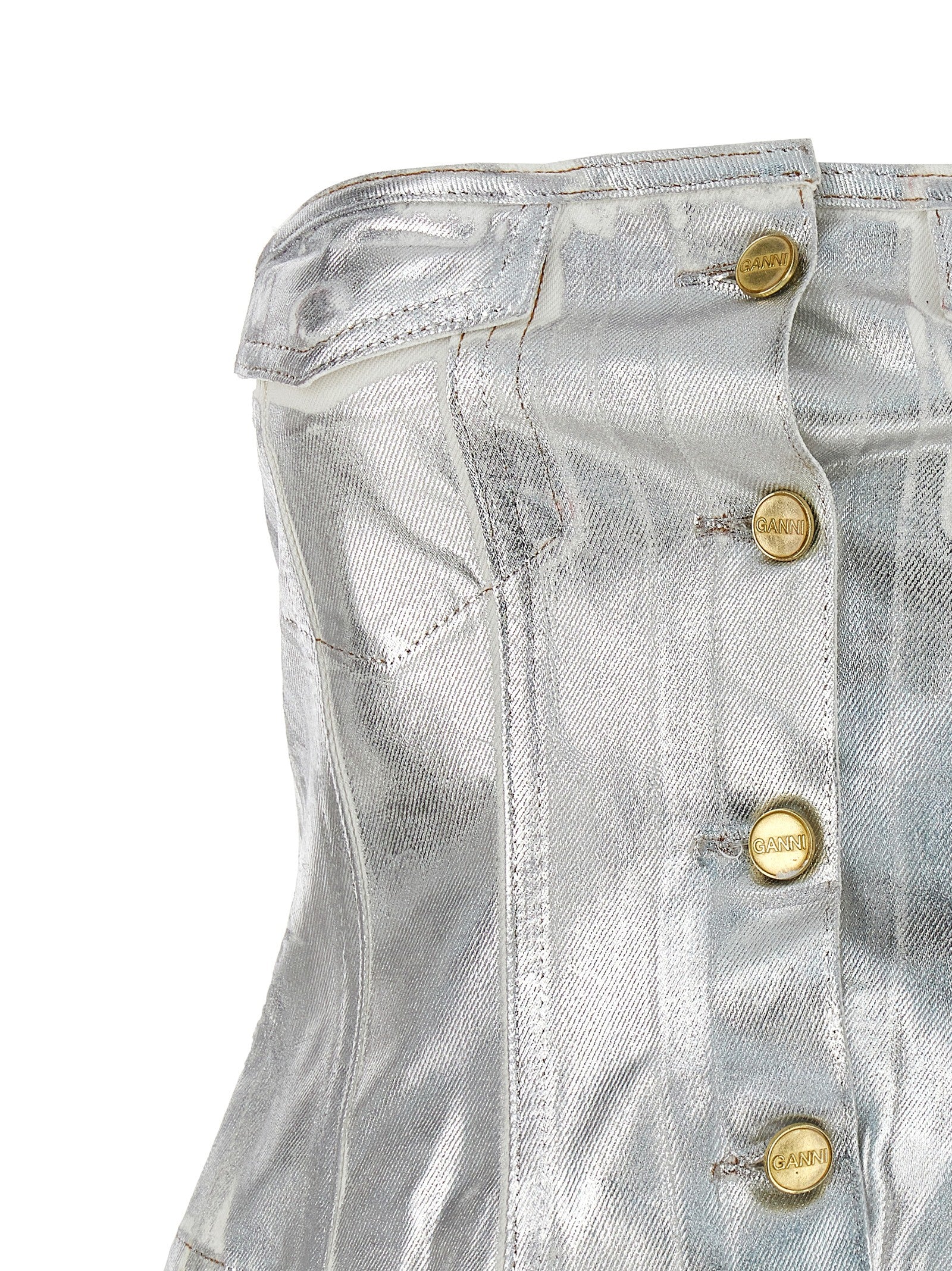 Ganni Laminated Denim Bust