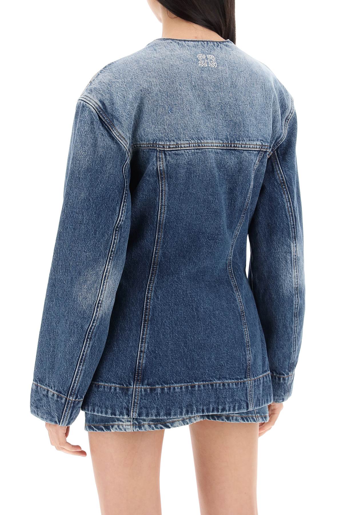 Ganni Denim Blazer With Sparkle