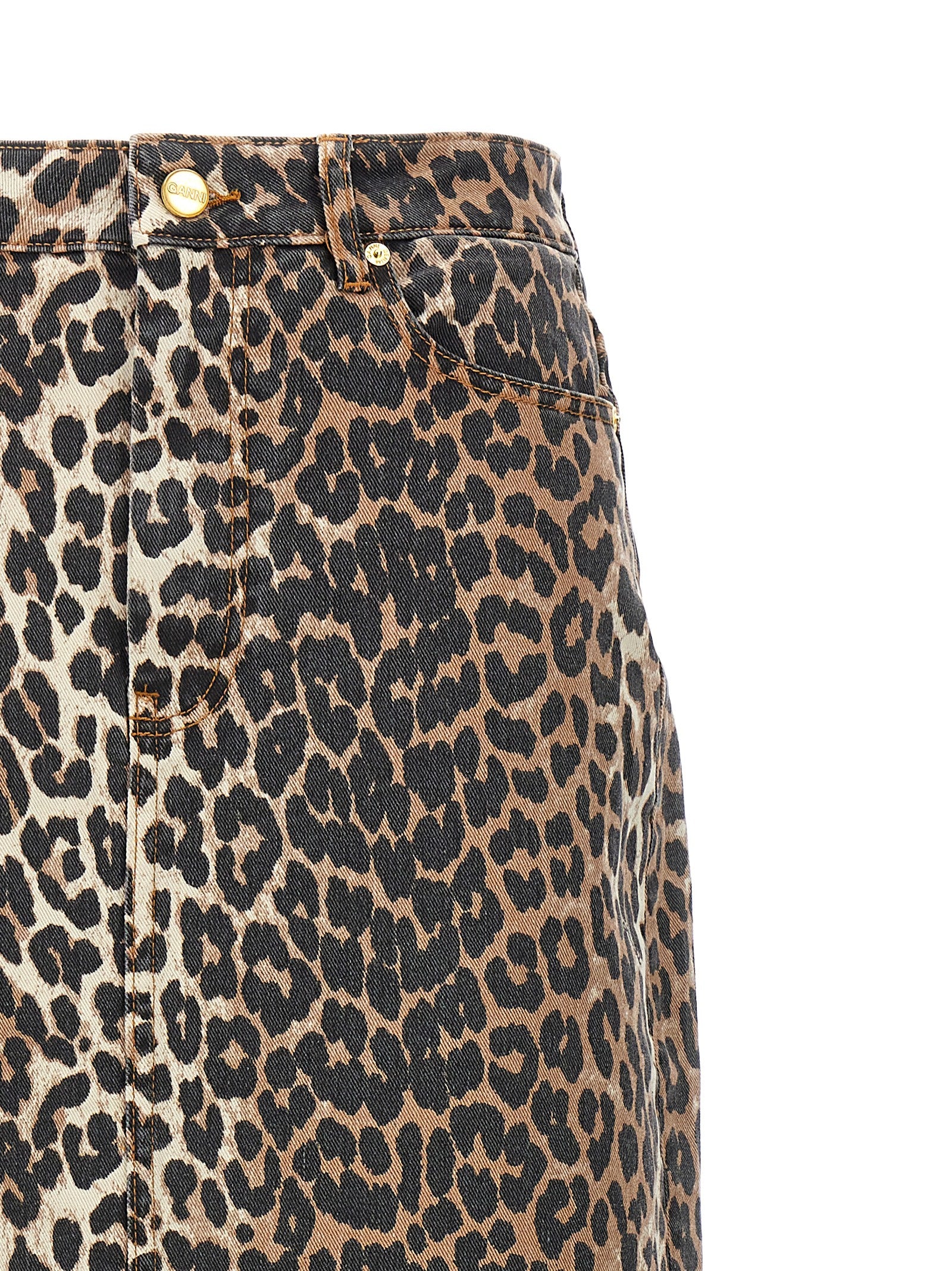 Ganni Animal Print Long Skirt