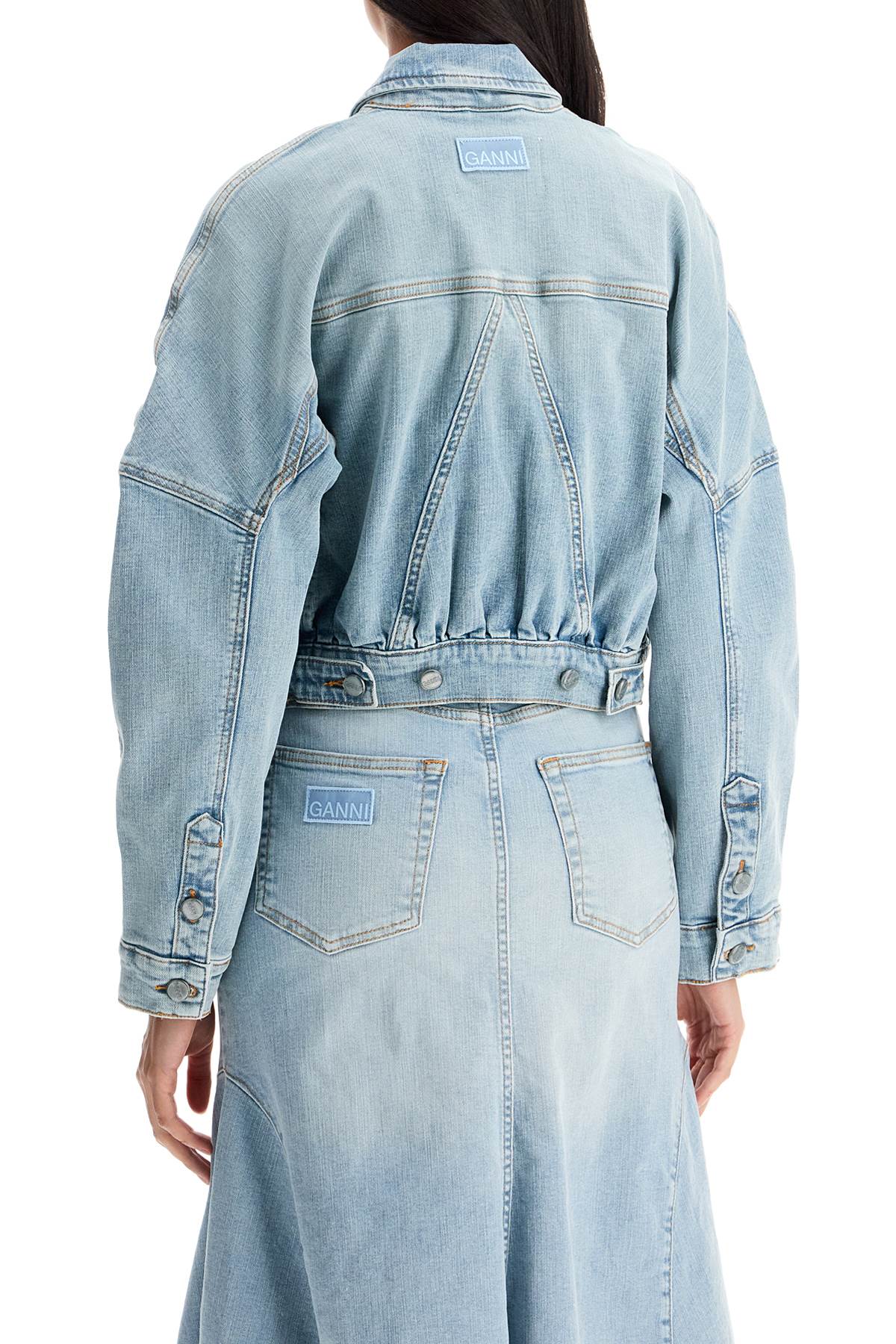 Ganni Stretch Denim Bomber Jacket In 8