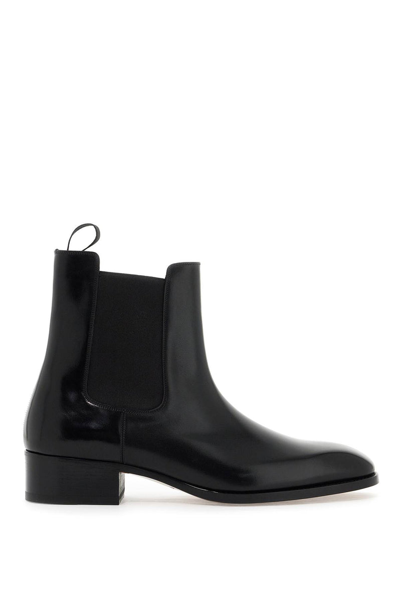 Tom Ford Leather Chelsea Ankle Boots Black