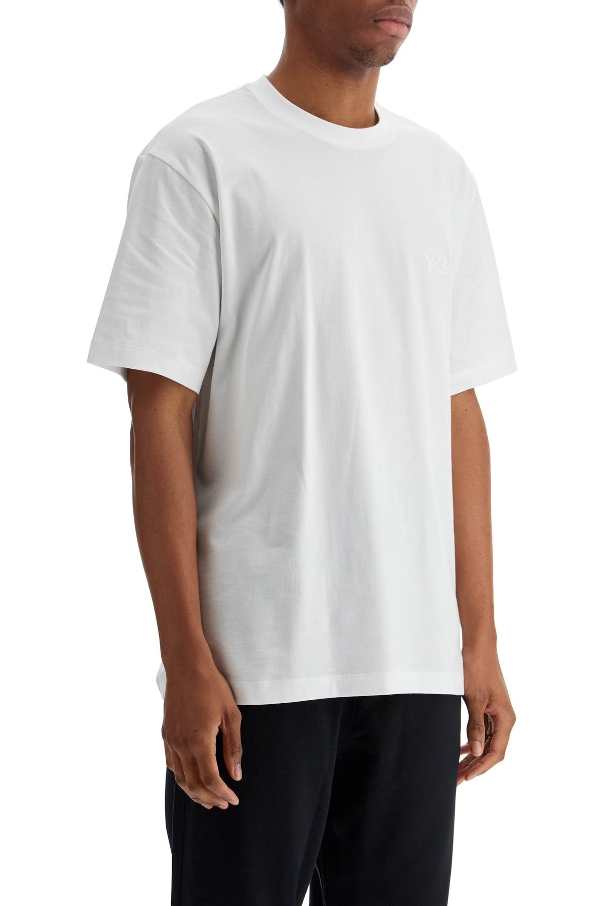 Y-3 White Cotton T-Shirt With Wide Neckline