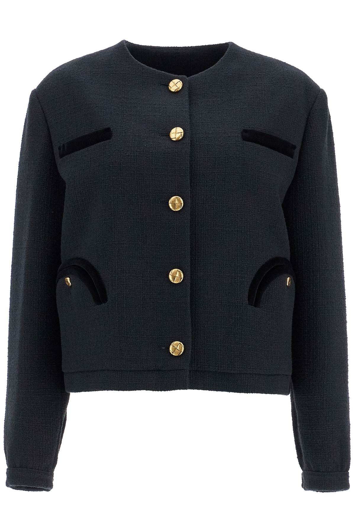 Blaze Milano Cropped Black Cotton Bolero With Golden Buttons