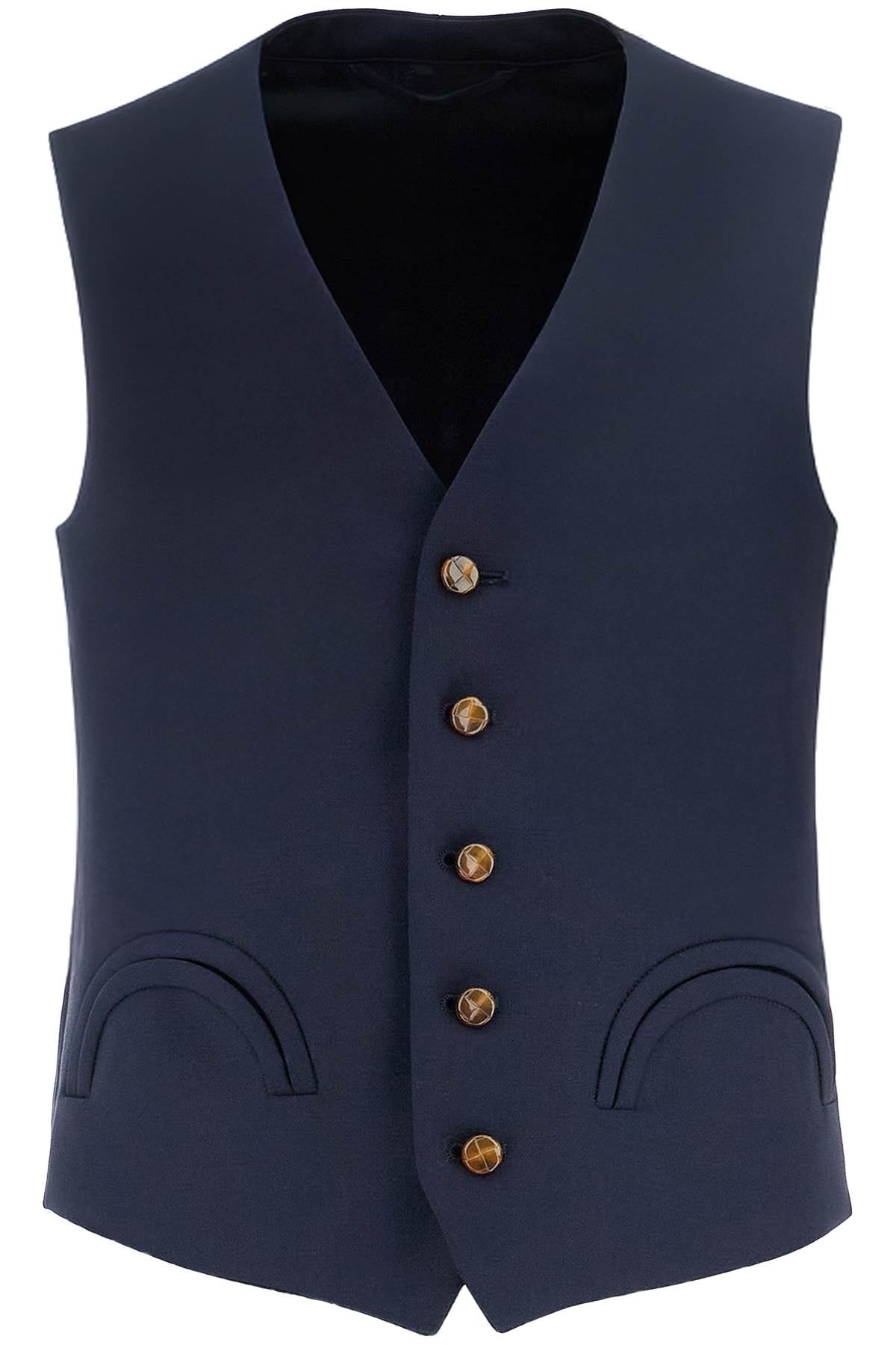 Blaze Milano Women'S Blue Wool Vest With V-Neck