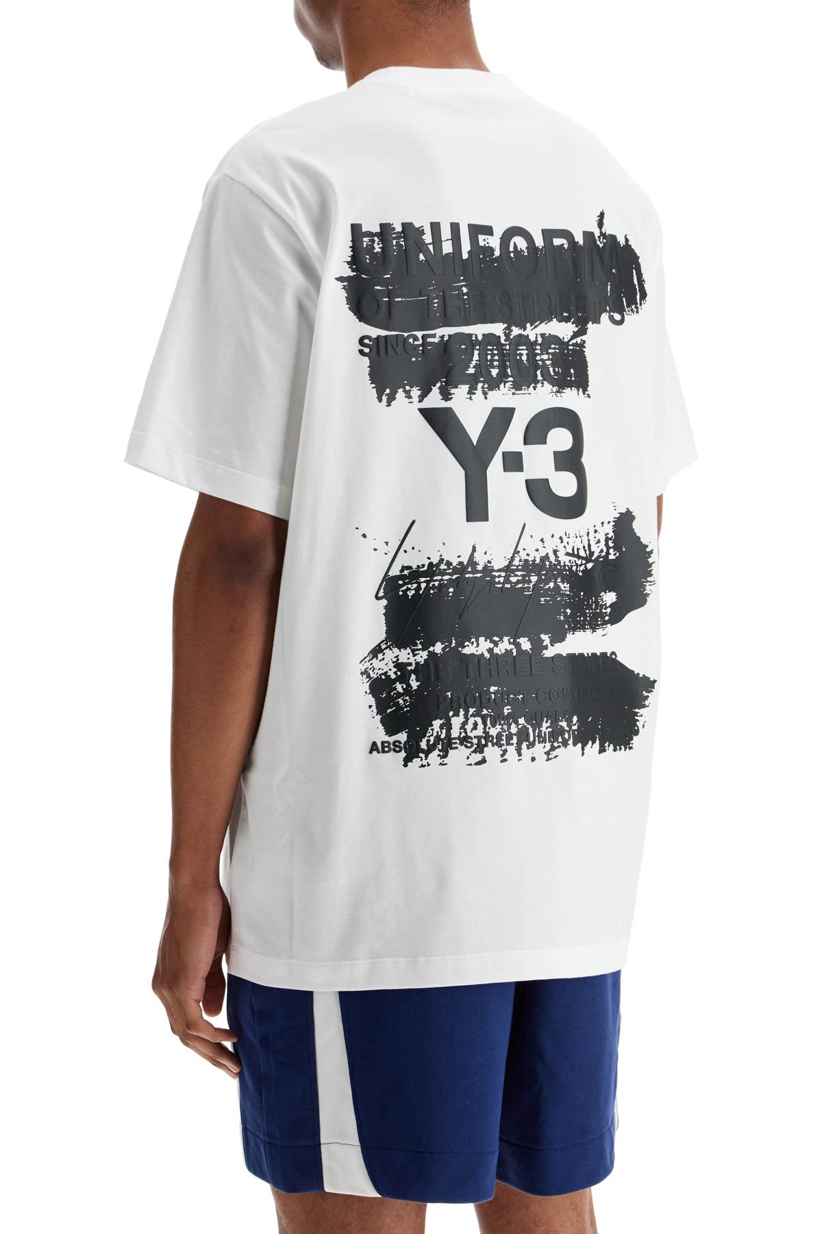 Y-3 White Cotton T-Shirt With Uniform Of The Streets Print