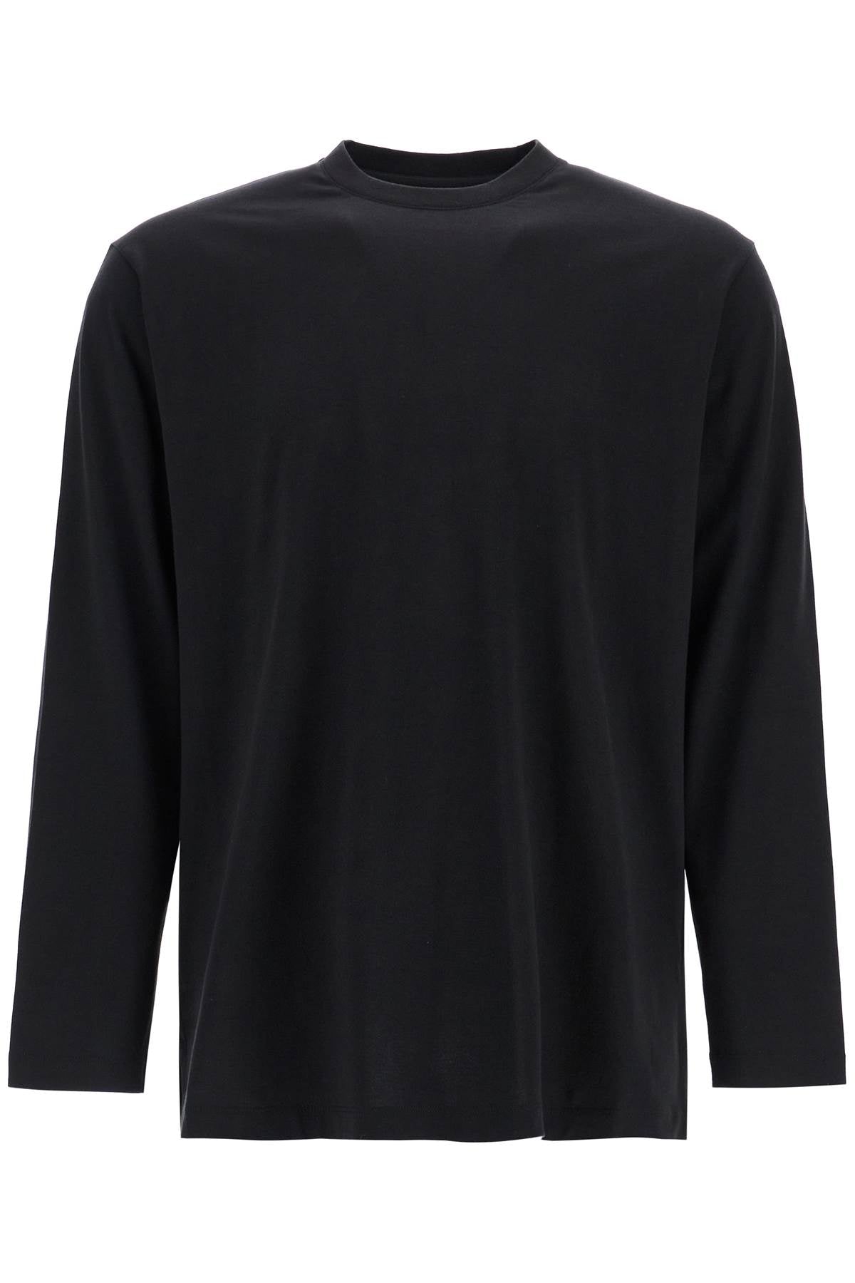 Y-3 Long Sleeve Black Cotton T-Shirt With Men'S Graphic