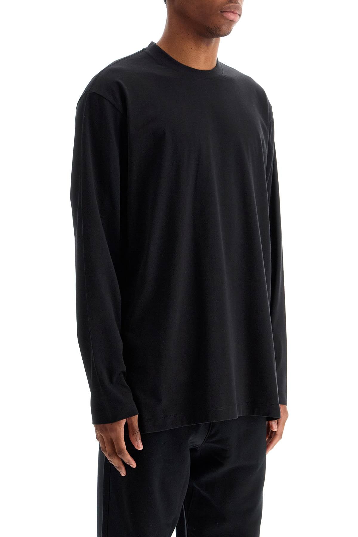 Y-3 Long Sleeve Black Cotton T-Shirt With Men'S Graphic