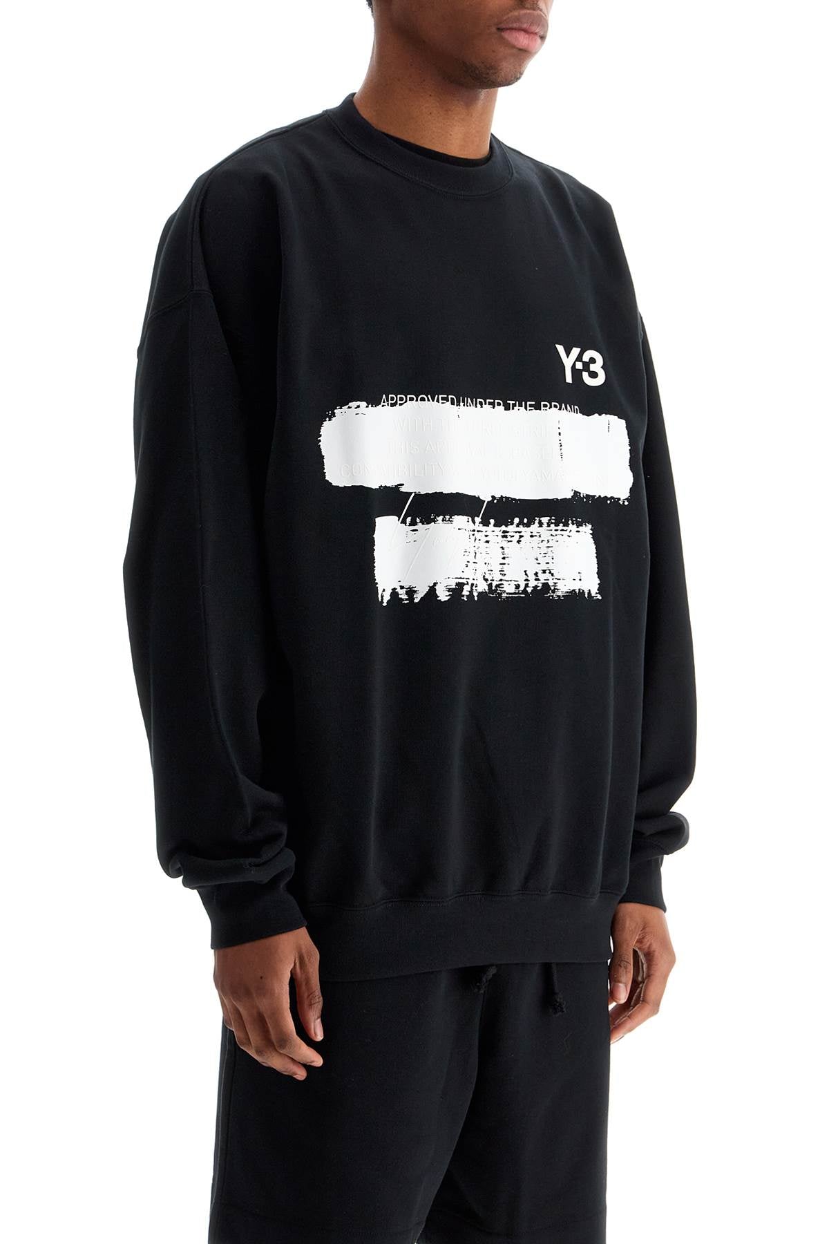 Y-3 Black Cotton Sweatshirt With Text Graphic