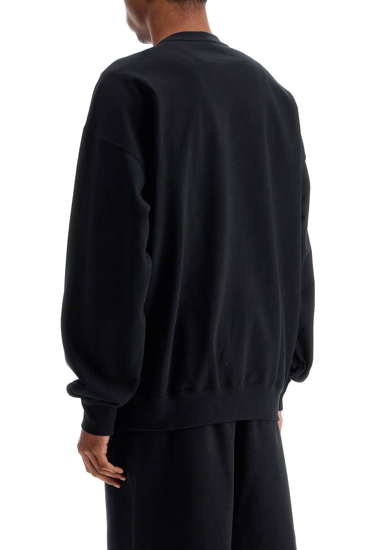 Y-3 Black Cotton Sweatshirt With Text Graphic