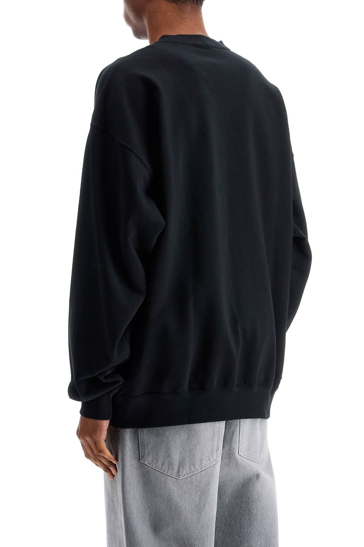 Y-3 Black Cotton Crewneck Sweatshirt With Tone-On-Tone Logo