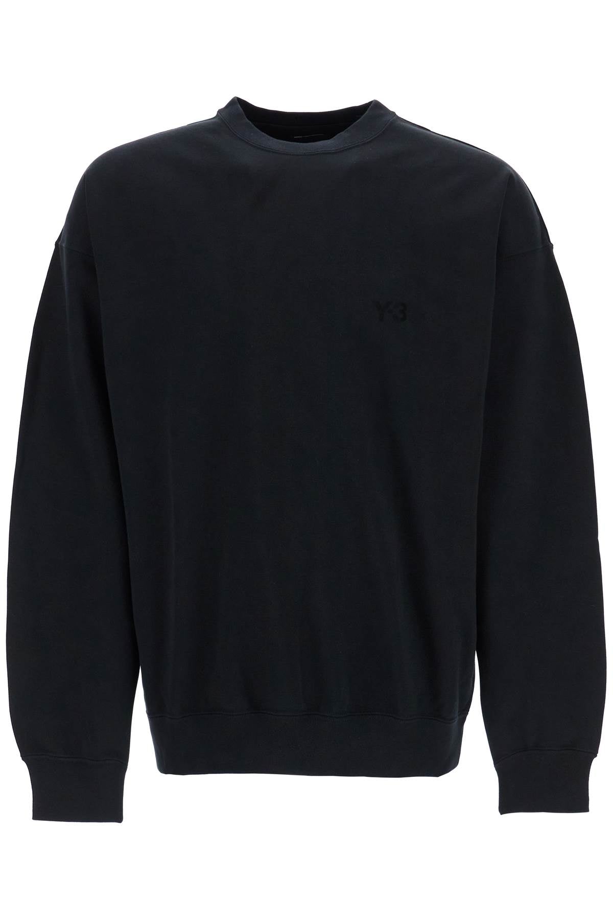 Y-3 Black Cotton Crewneck Sweatshirt With Tone-On-Tone Logo