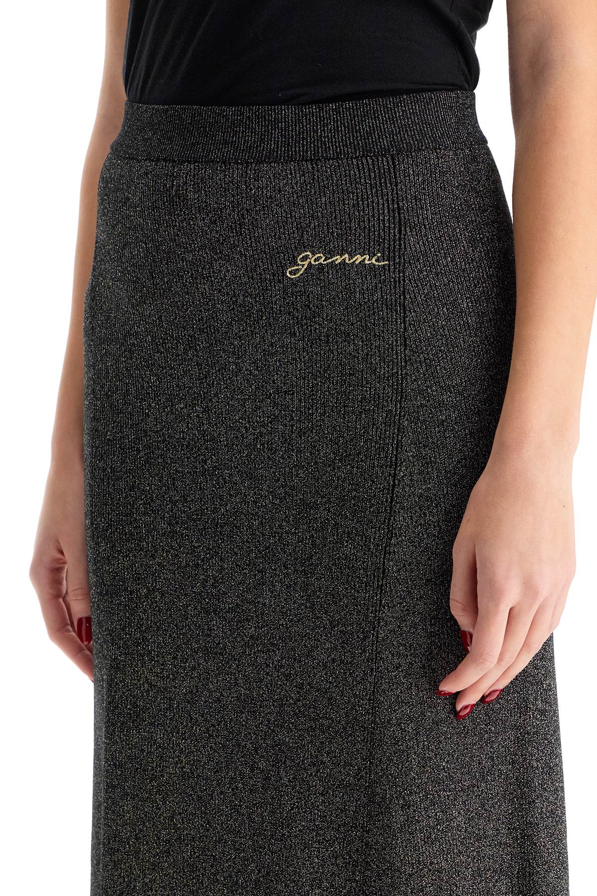 Ganni Long Lurex Knit Skirt