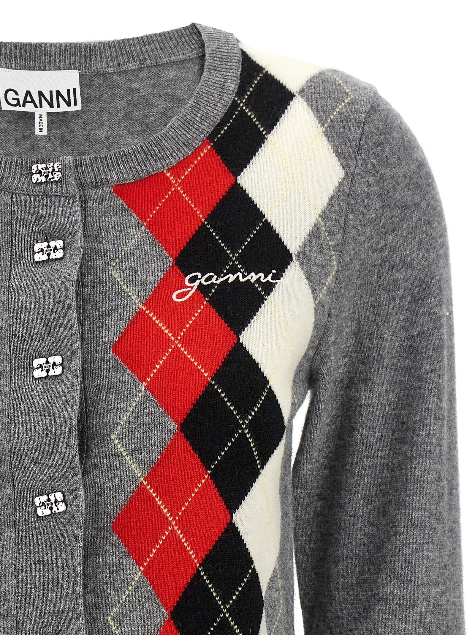 Ganni 'Grey Check' Cardigan