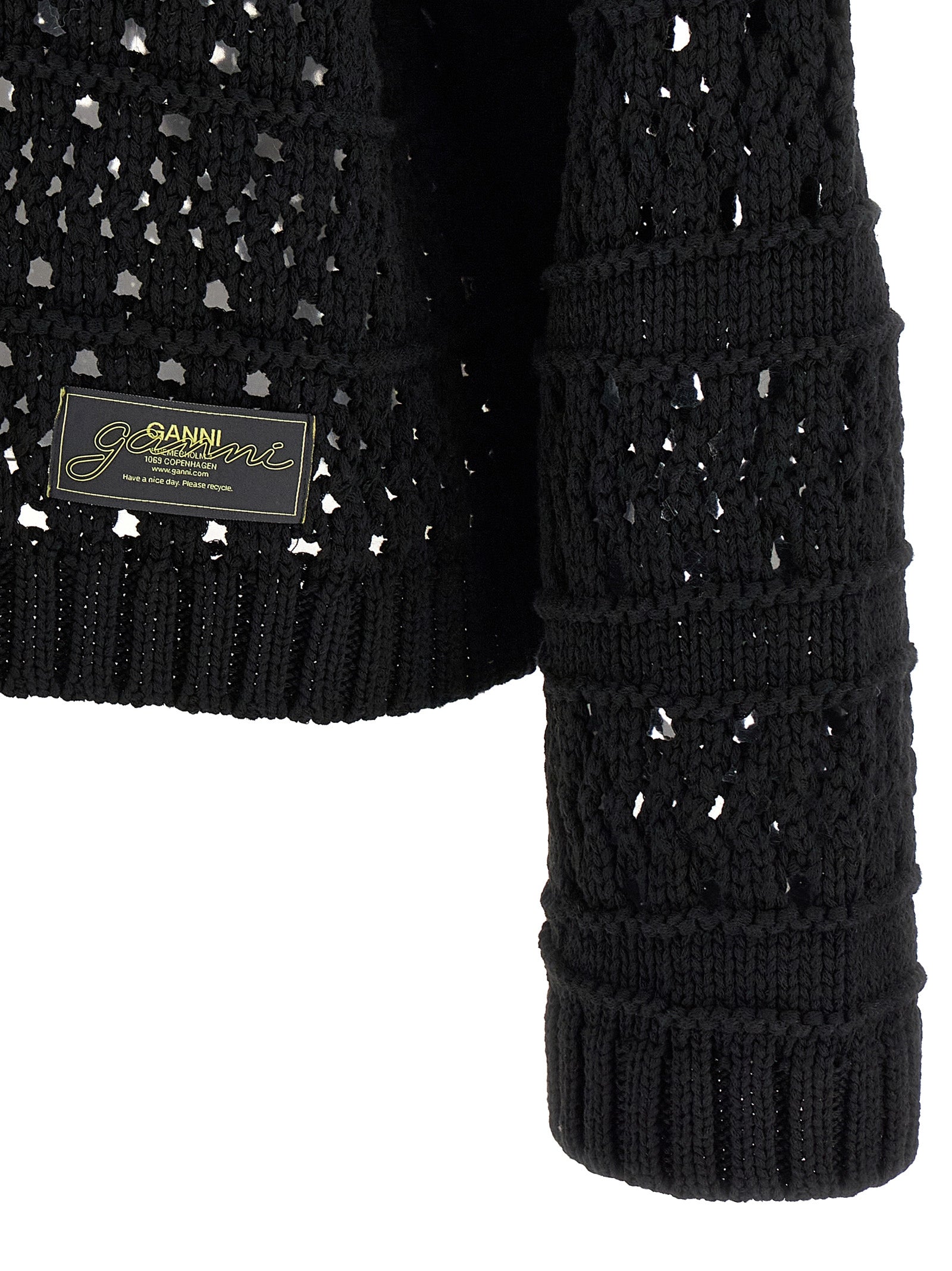 Ganni 'Black Crochet V-Neck' Sweater