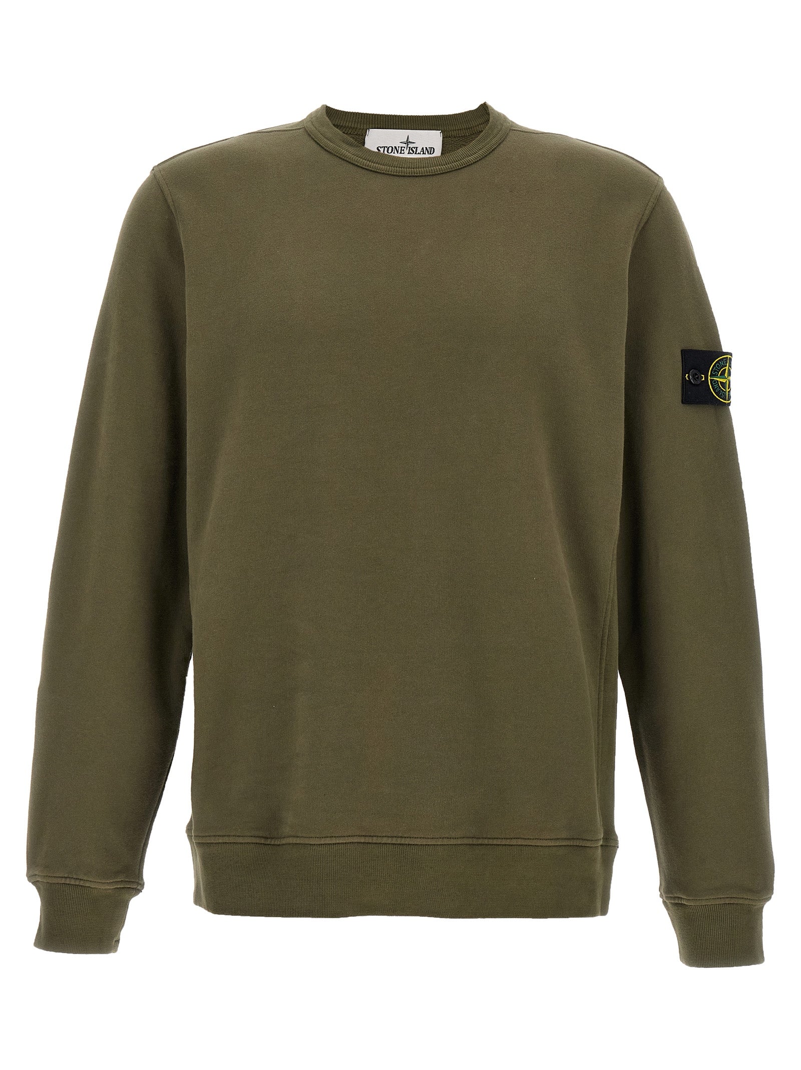 Stone Island Logo Badge Cotton Sweatshirt