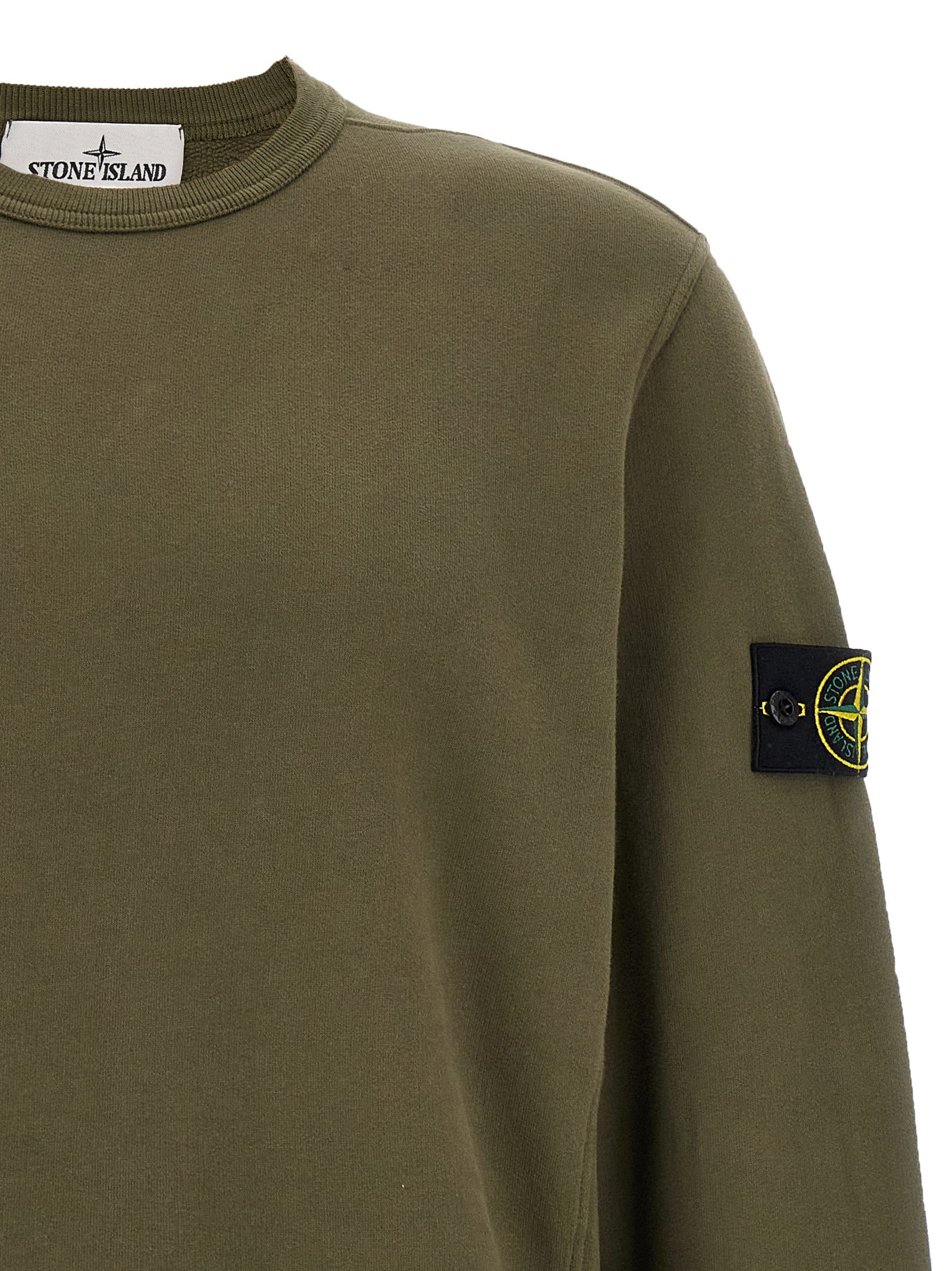 Stone Island Logo Badge Cotton Sweatshirt