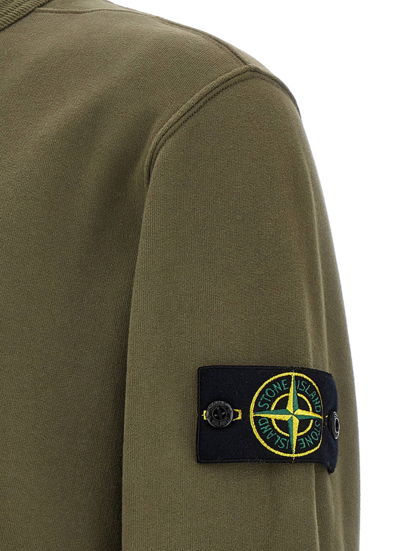 Stone Island Logo Badge Cotton Sweatshirt