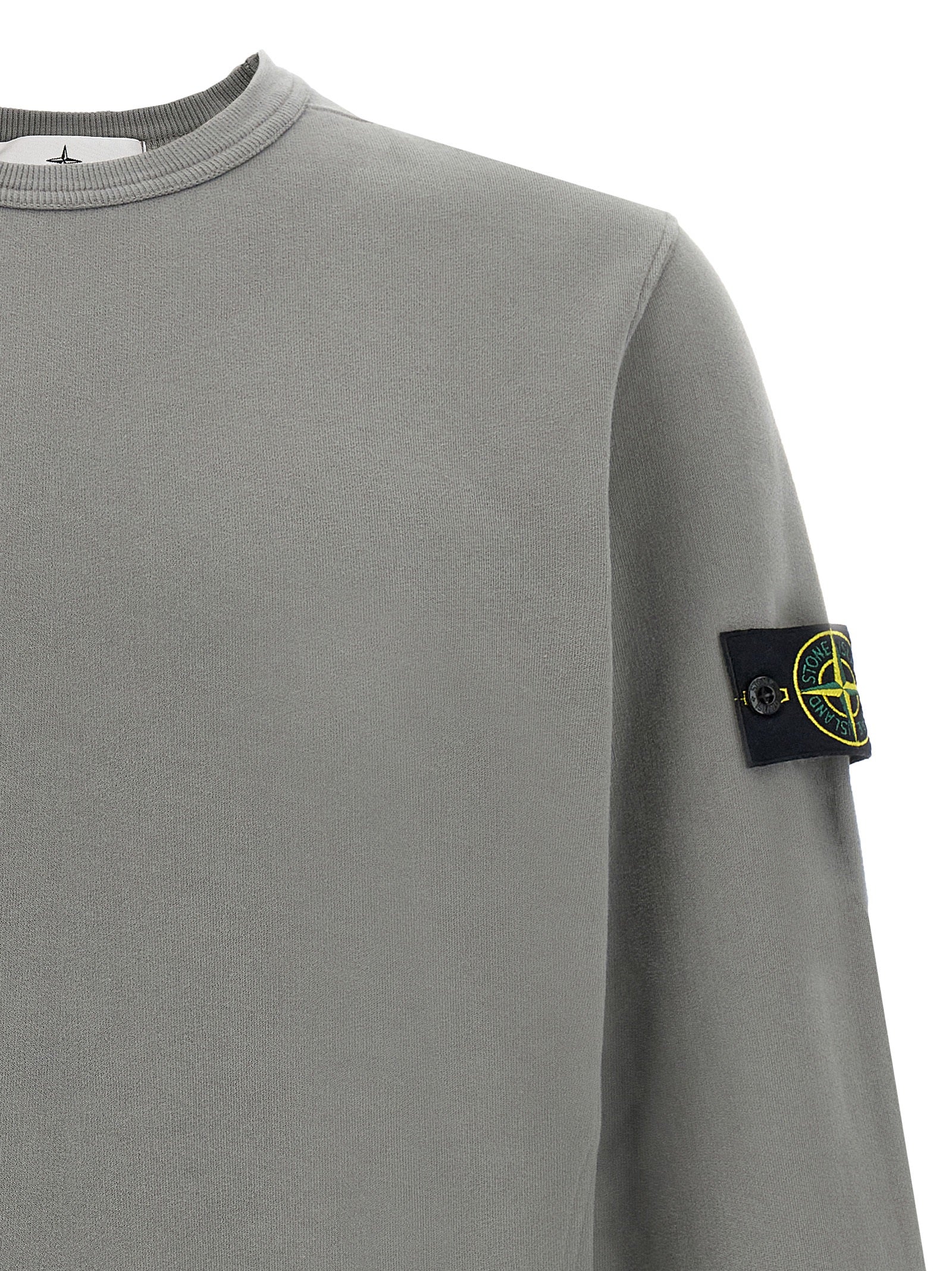 Stone Island Logo Badge Cotton Sweatshirt