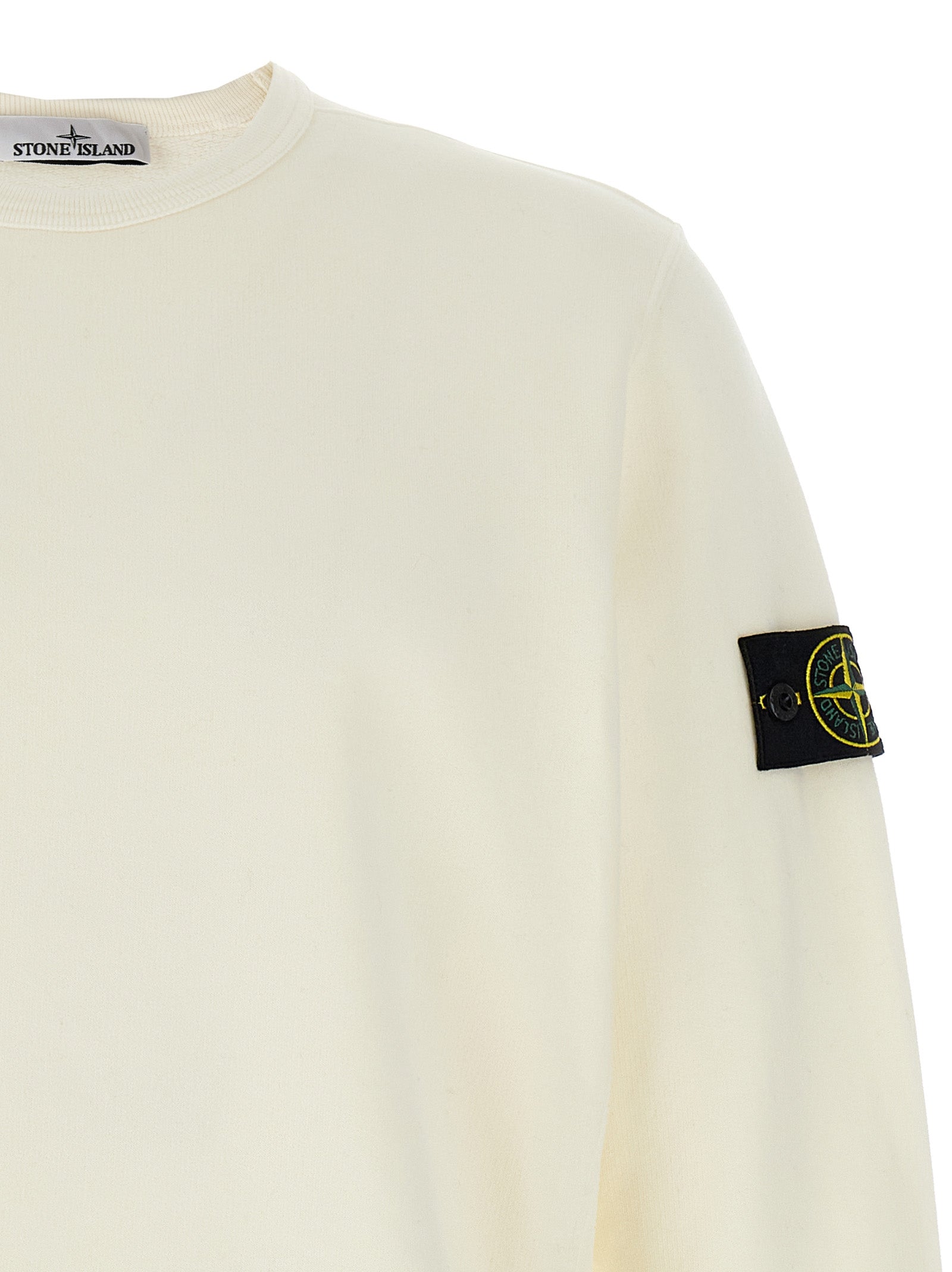Stone Island Logo Badge Cotton Sweatshirt
