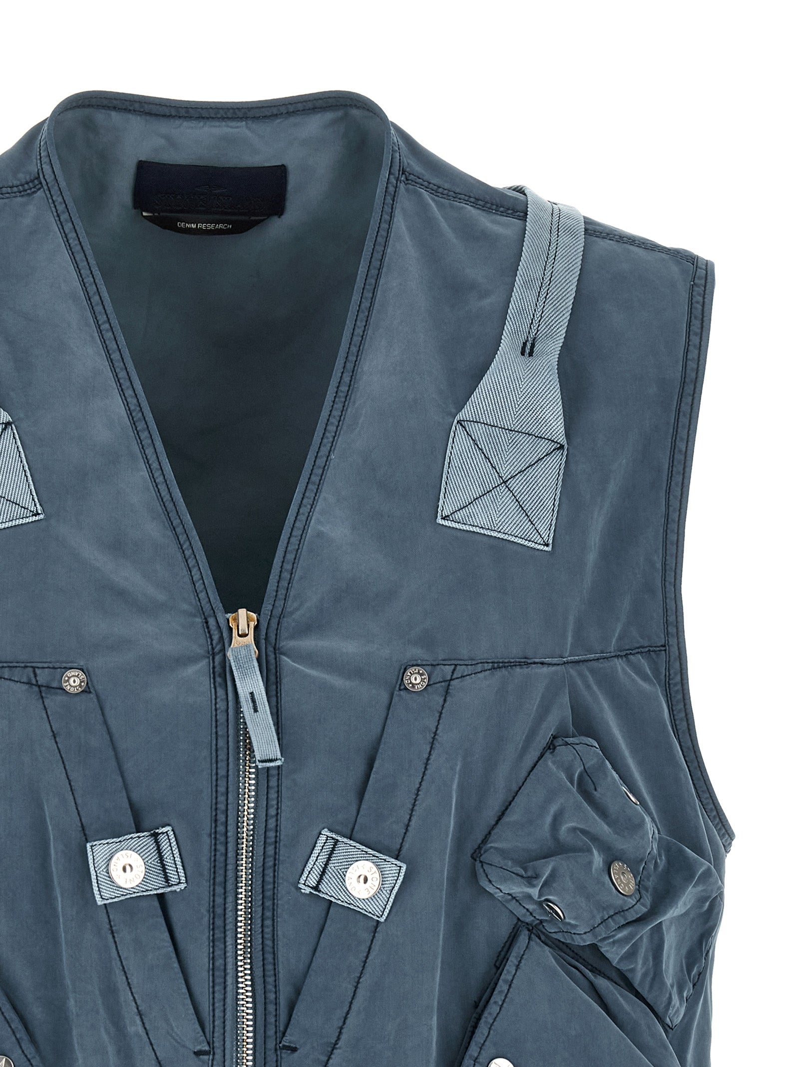 Stone Island 'G100016 David Light Indigo-Tc' Vest
