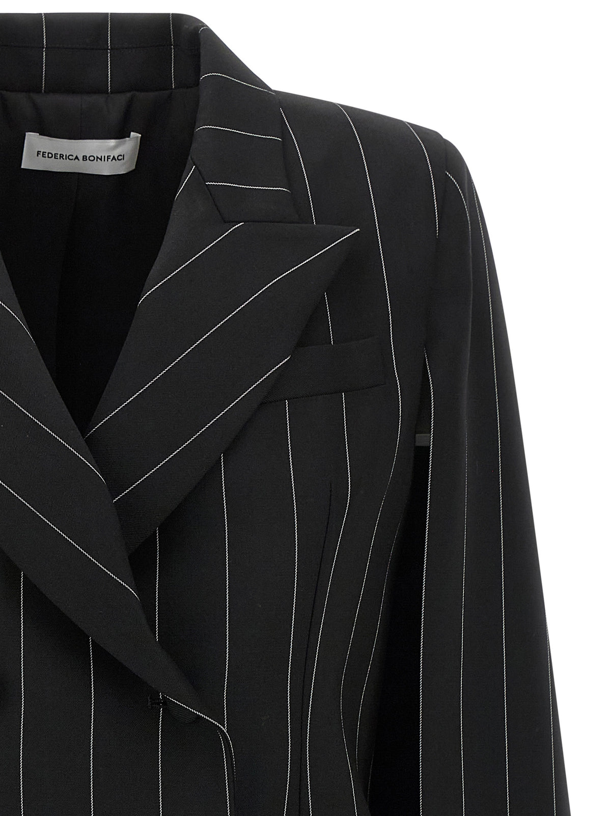 Federica Bonifaci Pinstripe 'Tuxedo' Cape