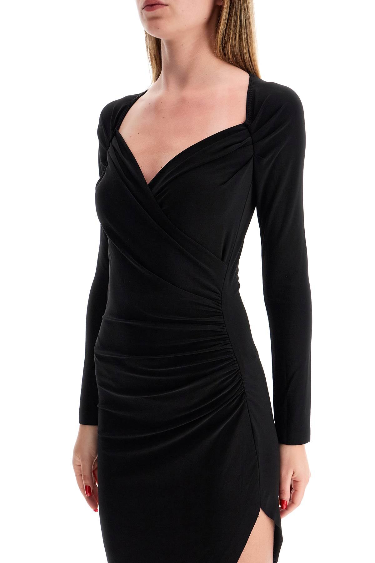 Norma Kamali Asymmetric Draped Jersey Stretch Dress In