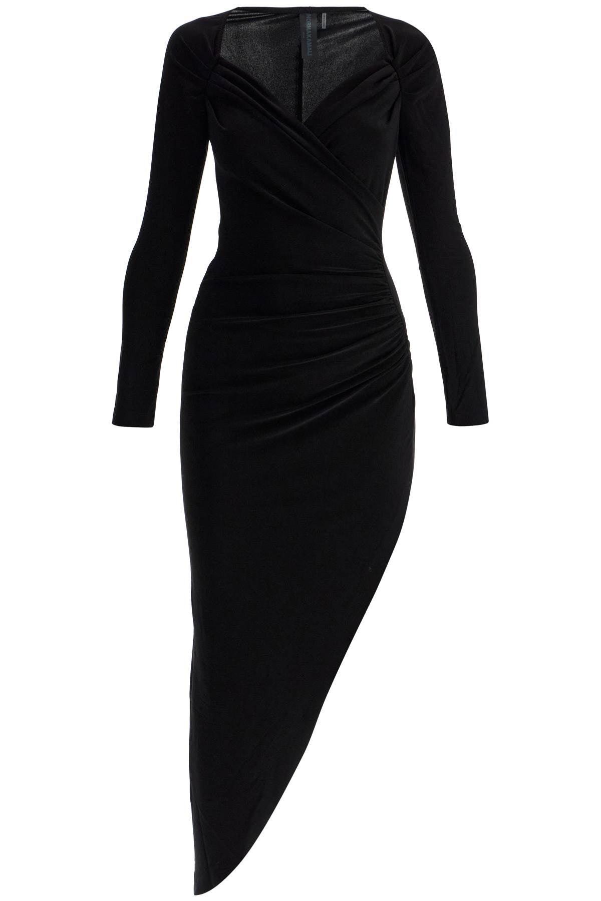 Norma Kamali Asymmetric Draped Jersey Stretch Dress In