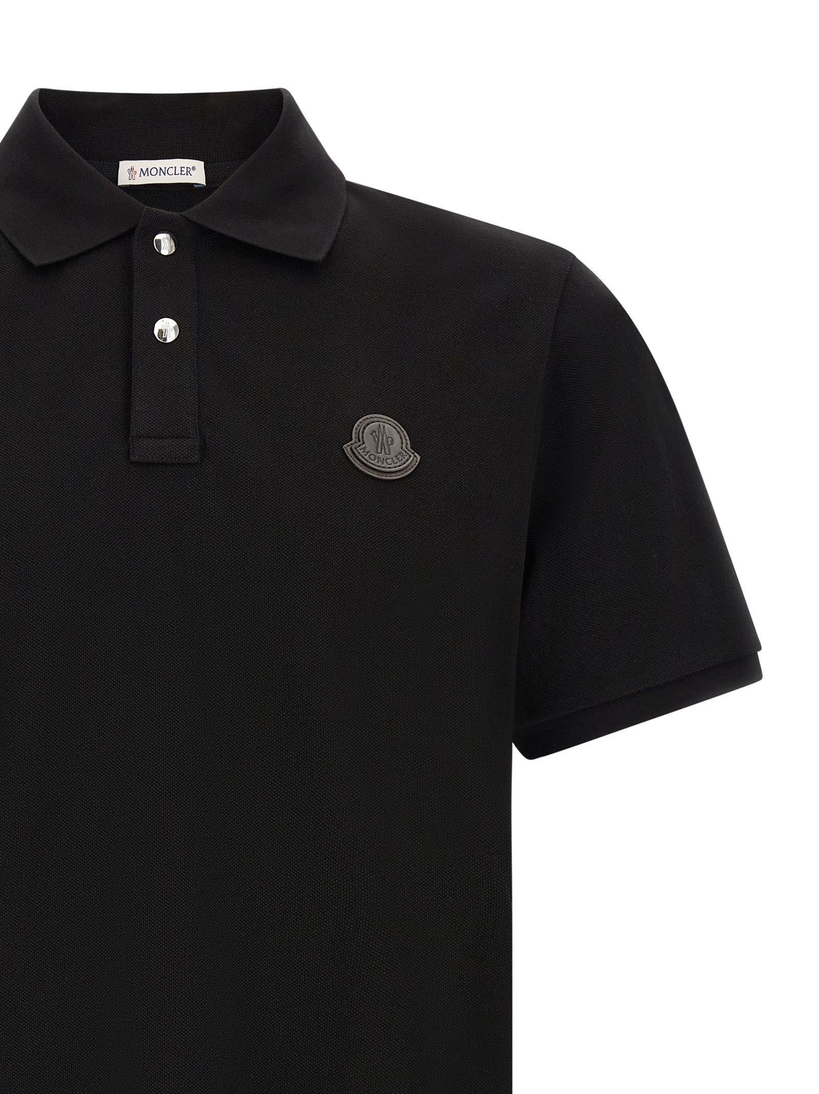 Moncler Leather Logo Patch Polo Shirt