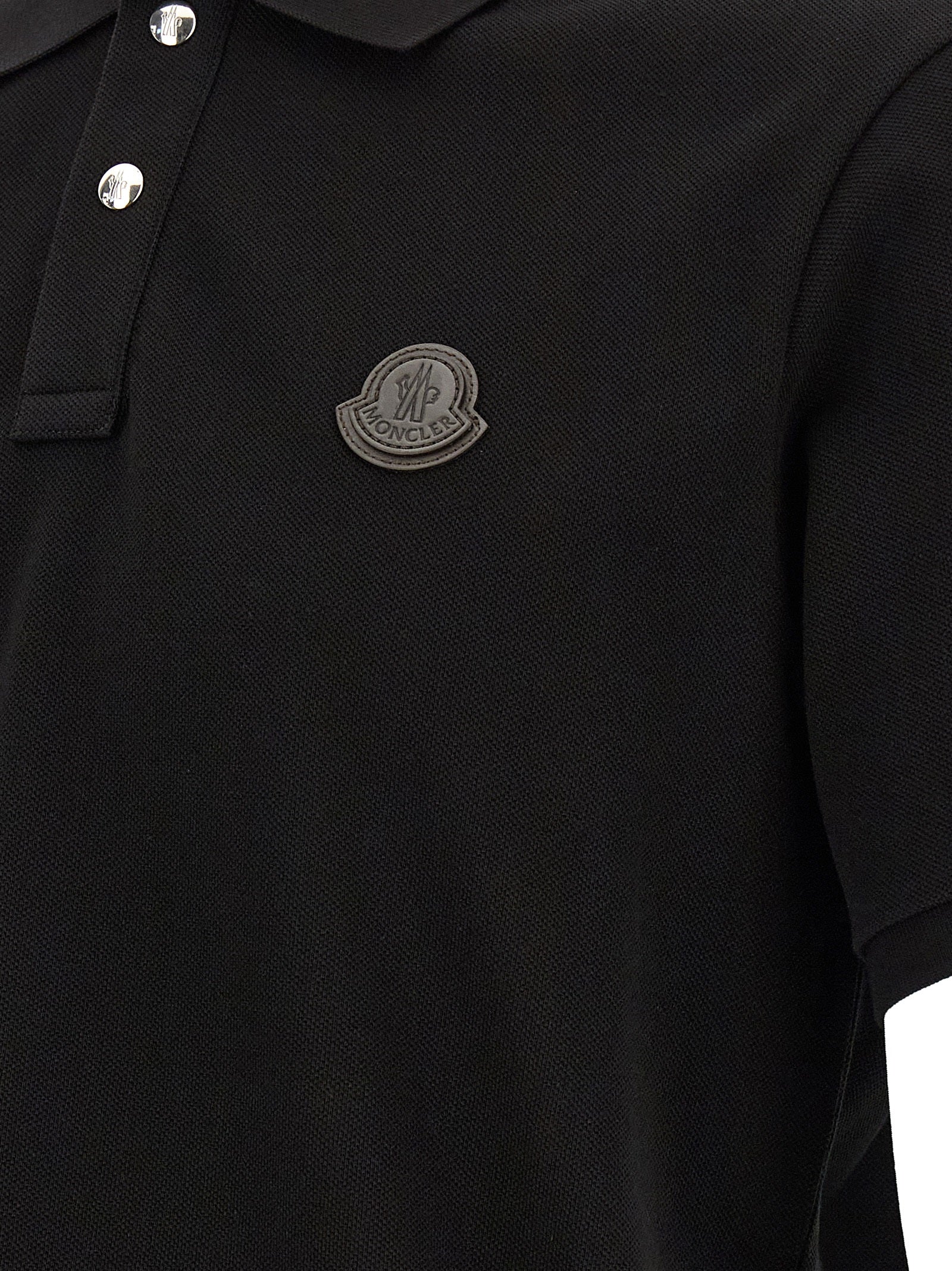 Moncler Leather Logo Patch Polo Shirt