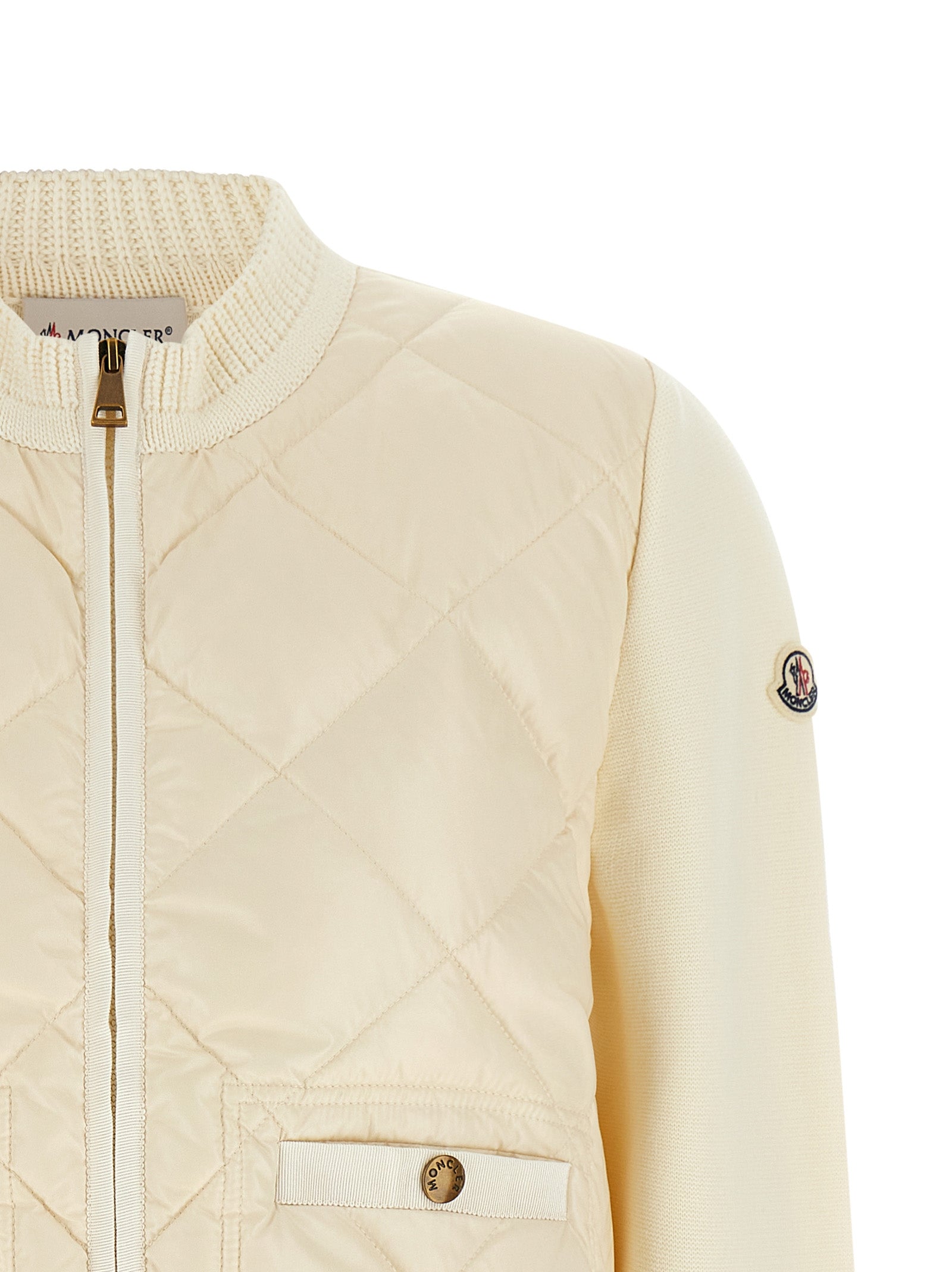 Moncler Two-Material Padded Cardigan