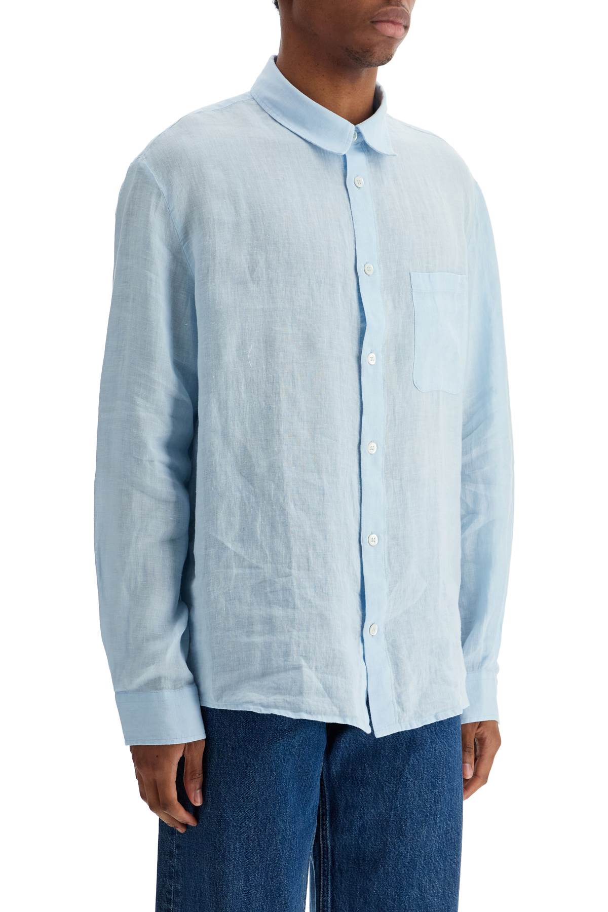 A.P.C. Light Blue Linen Shirt Wide Fit